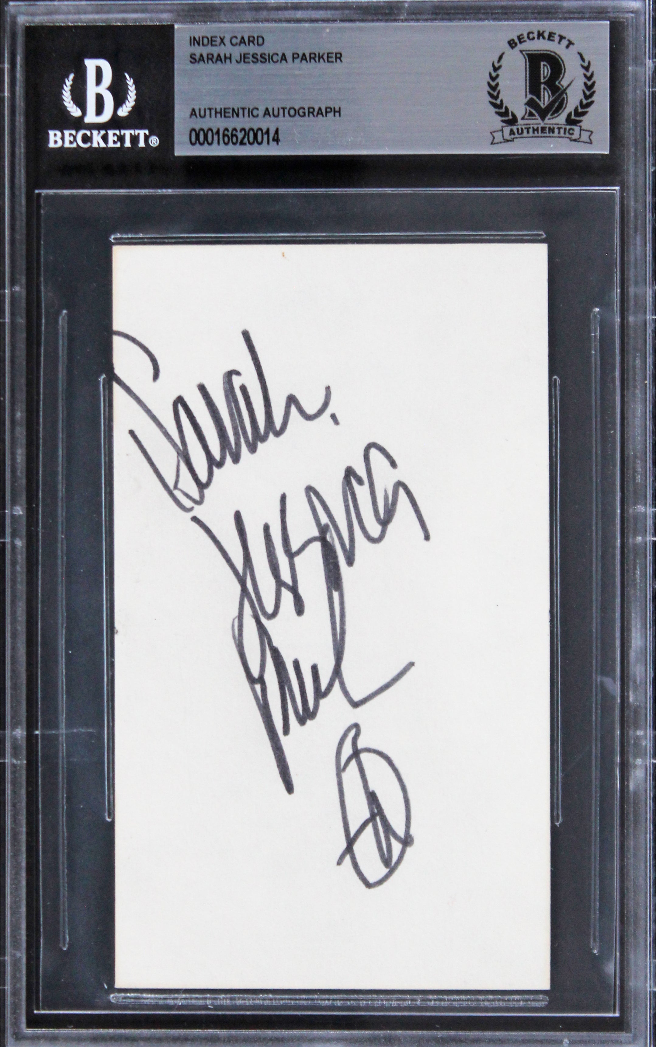 Sarah Jessica Parker Sex And The City Signed 3x5 Index Card BAS Slab 4
