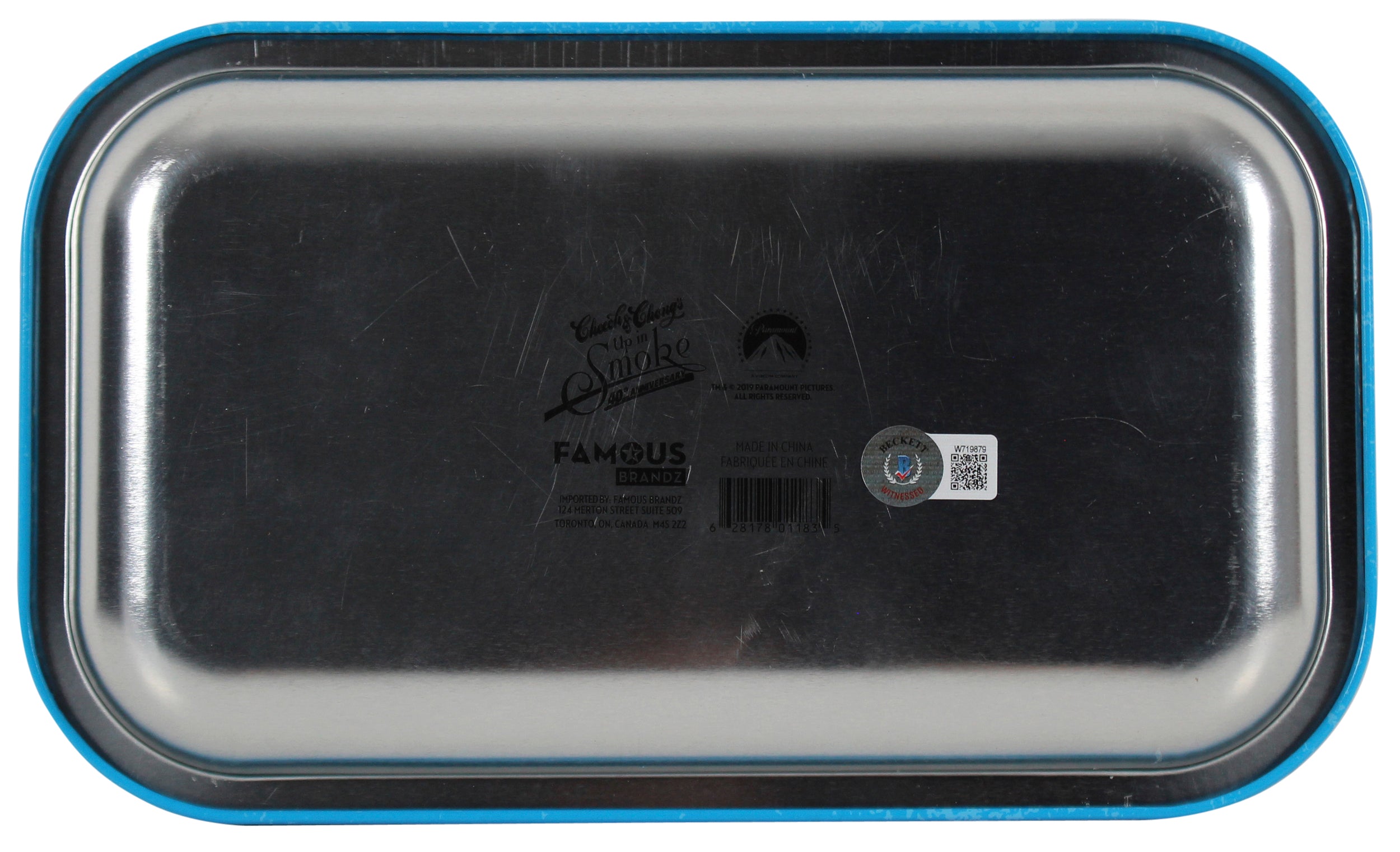 Cheech Marin & Tommy Chong Up In Smoke Signed Blue Rolling Tray BAS Witnessed