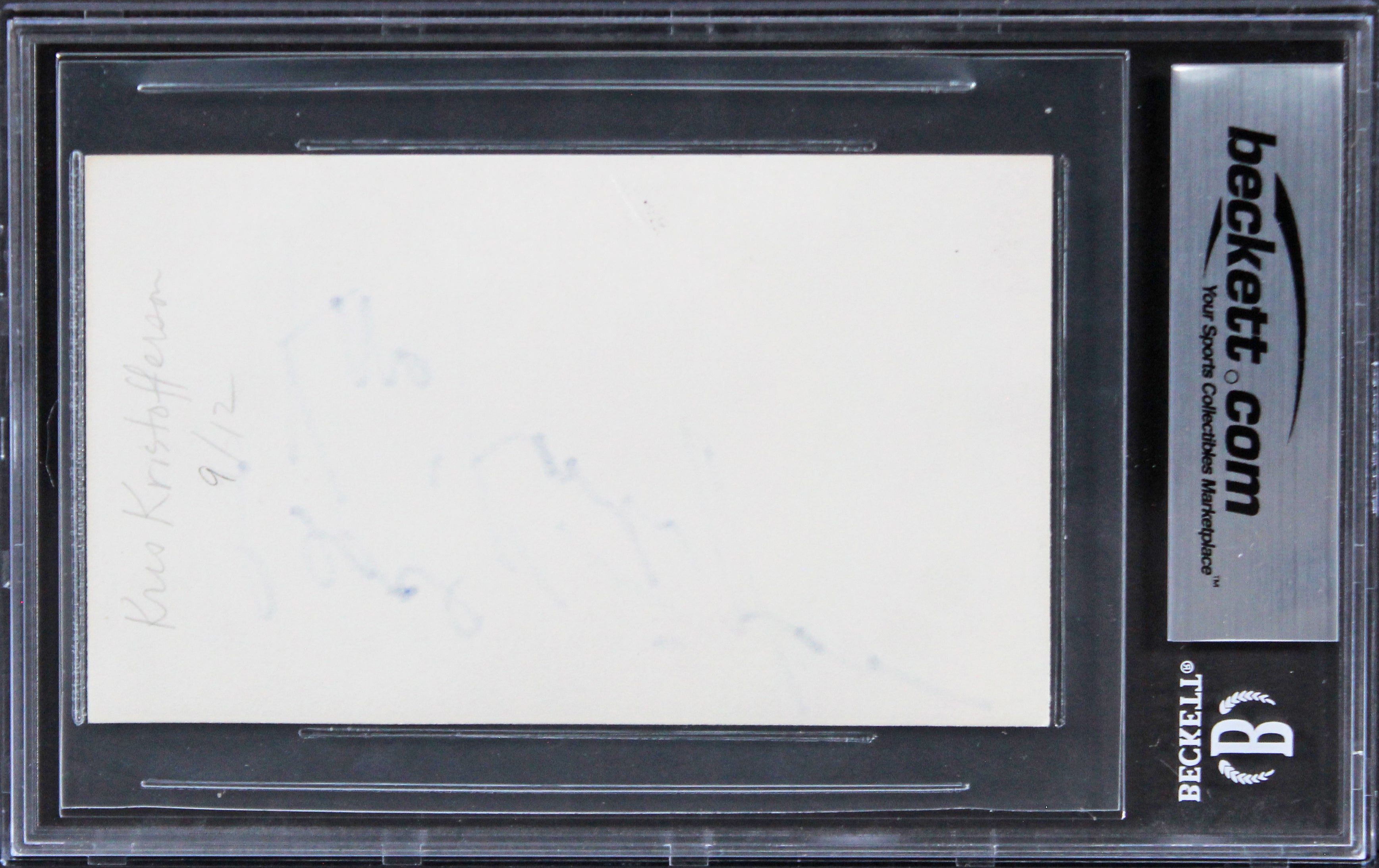 Kris Kristofferson Blade "Peace" Authentic Signed 3x5 Index Card BAS Slabbed 2