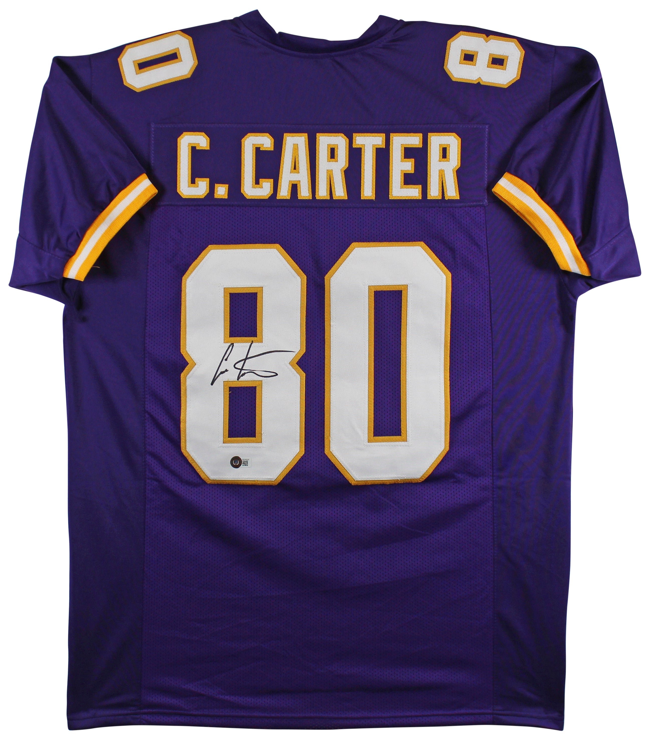 Cris Carter Authentic Signed Purple Pro Style Jersey Autographed BAS Witnessed