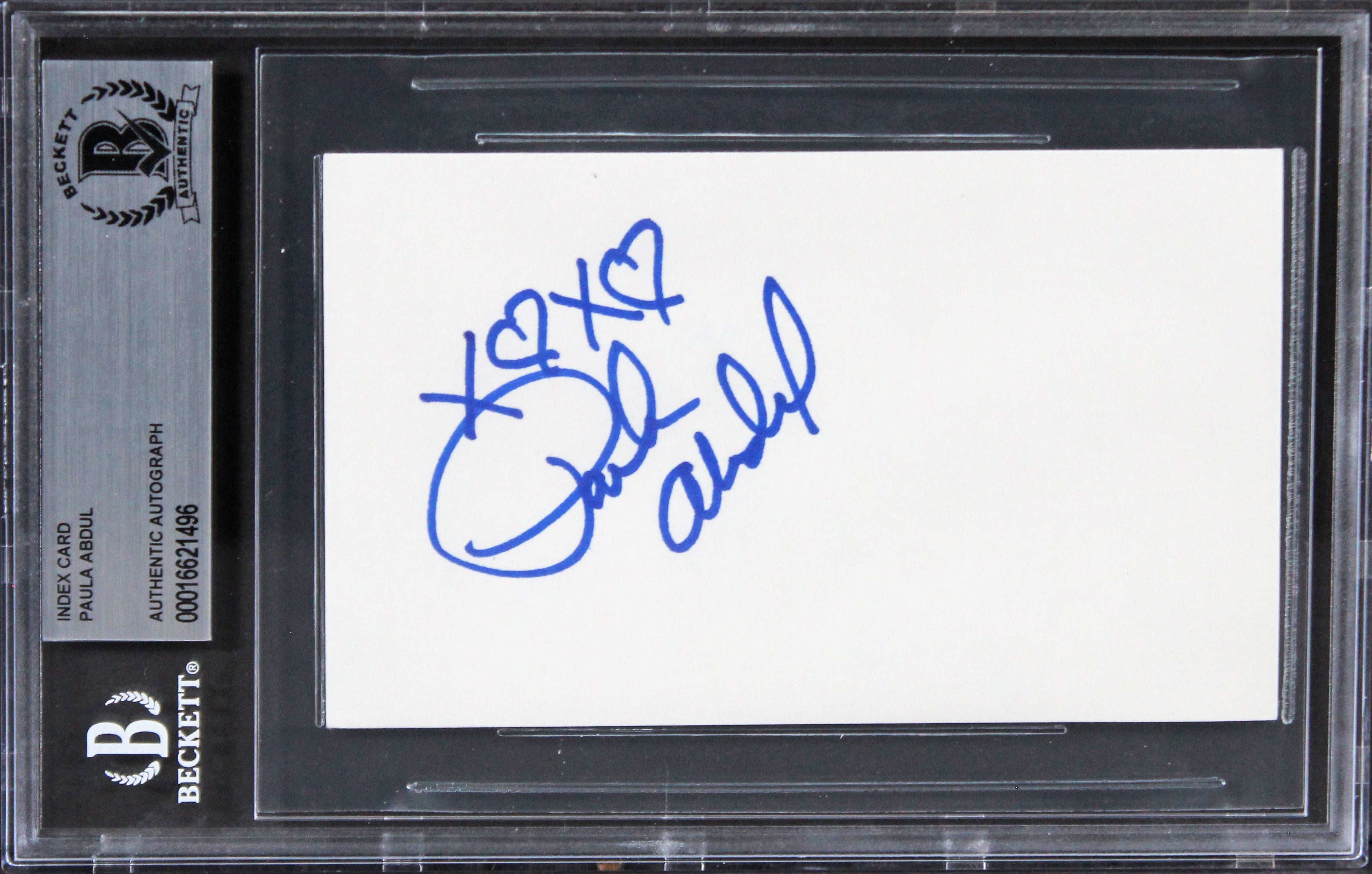 Paula Abdul American Idol "xoxo" Authentic Signed 3x5 Index Card BAS Slabbed 1