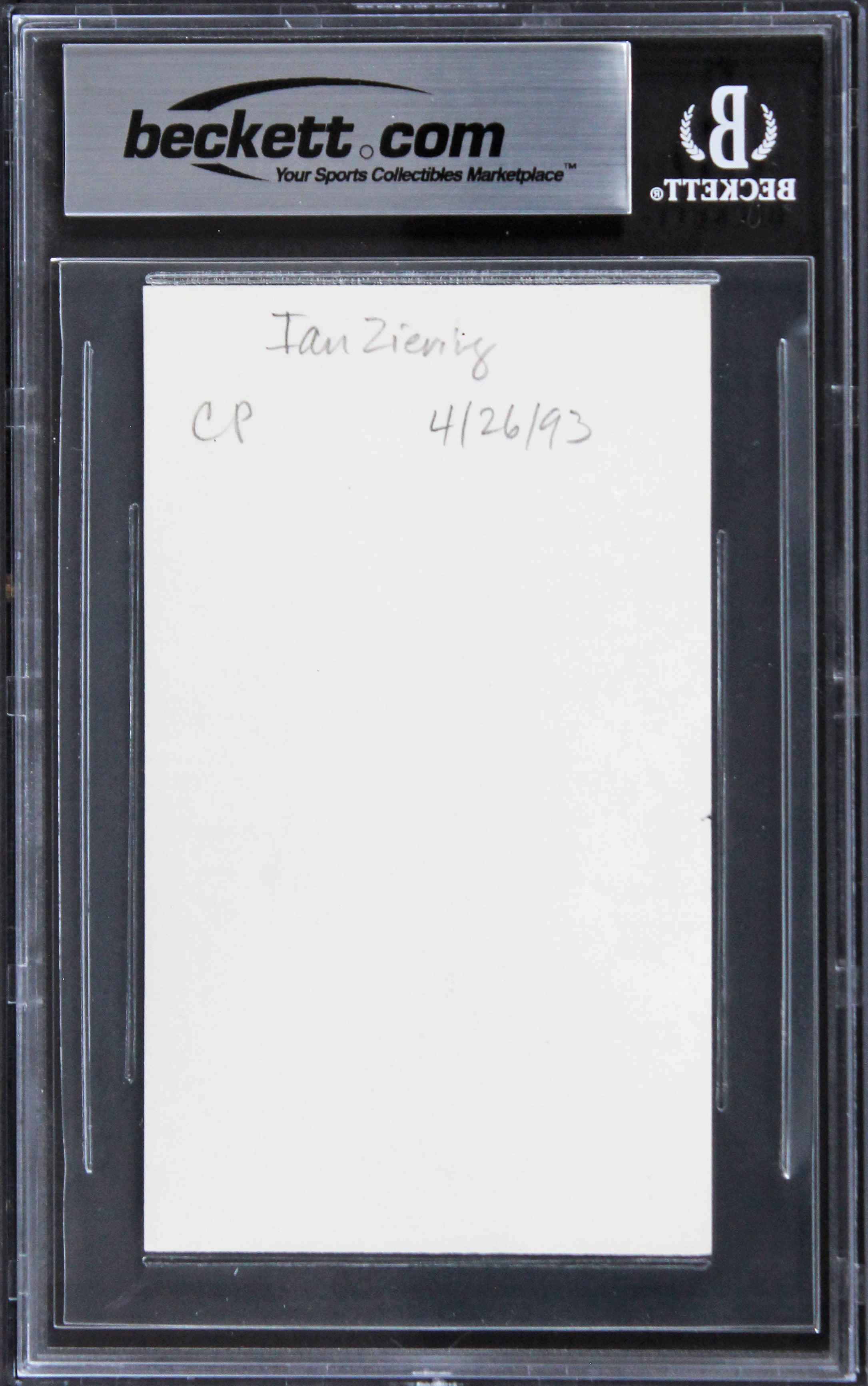 Ian Ziering Beverly Hills 90210 Authentic Signed 3x5 Index Card BAS Slabbed 1