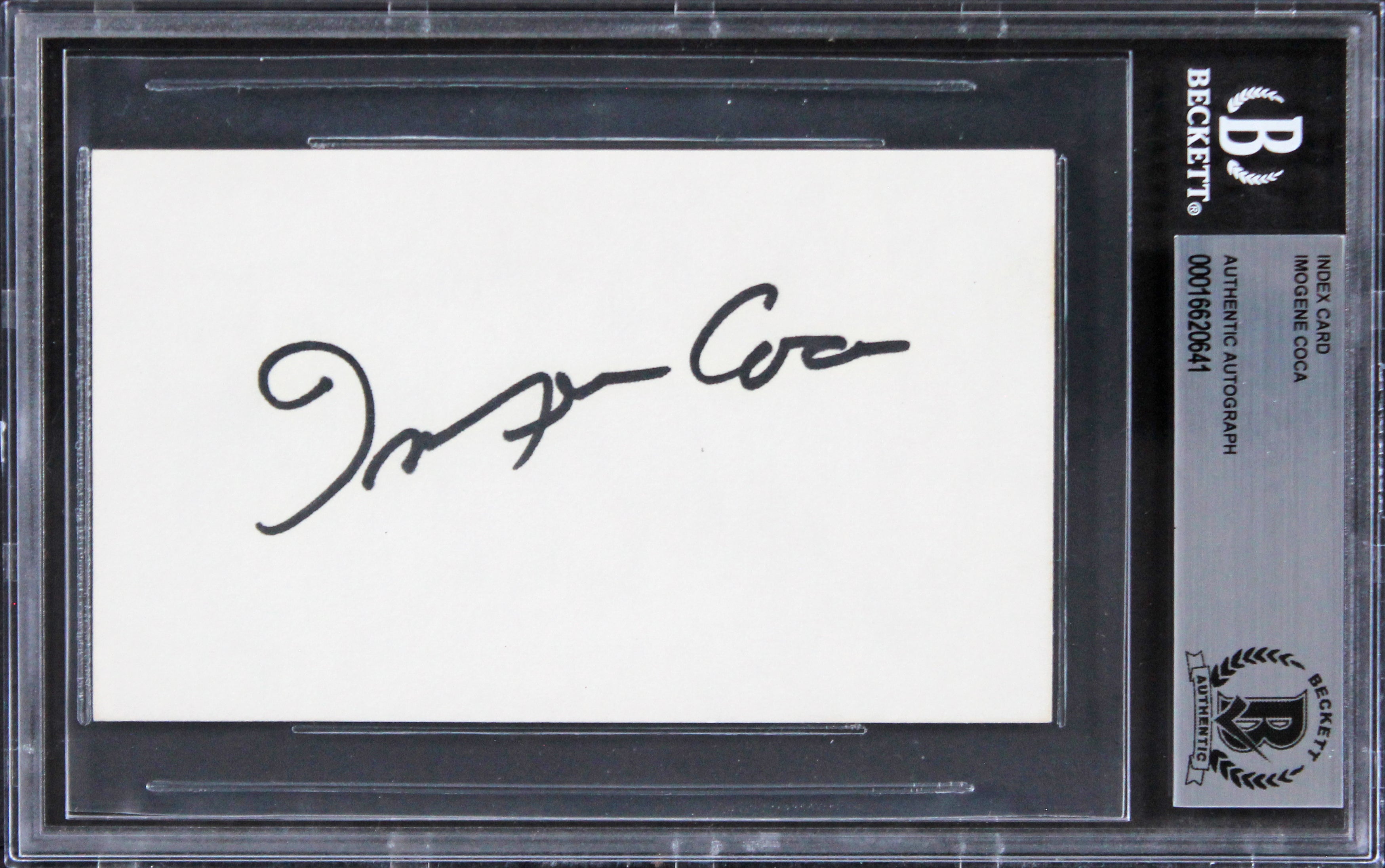 Imogene Coca Vacation Authentic Signed 3x5 Index Card Autographed BAS Slabbed 2