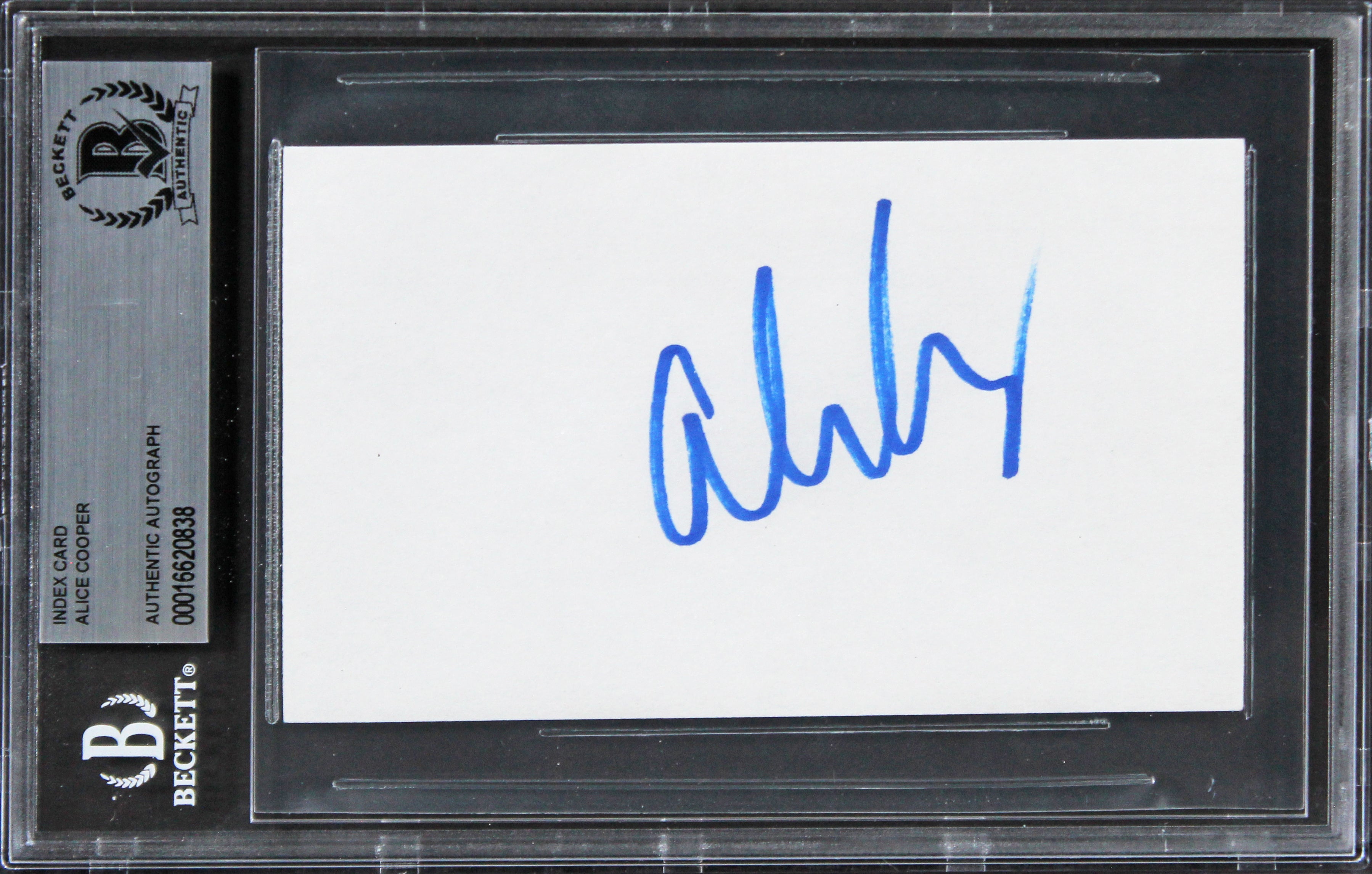 Alice Cooper Musician Authentic Signed 3x5 Index Card Autographed BAS Slabbed