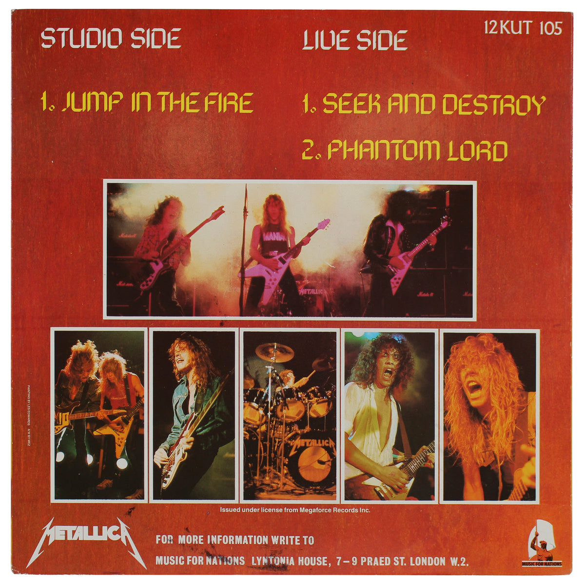 Metallica (4) Hetfield, Burton, Ulrich & Hammett Signed Album Cover w Vinyl BAS