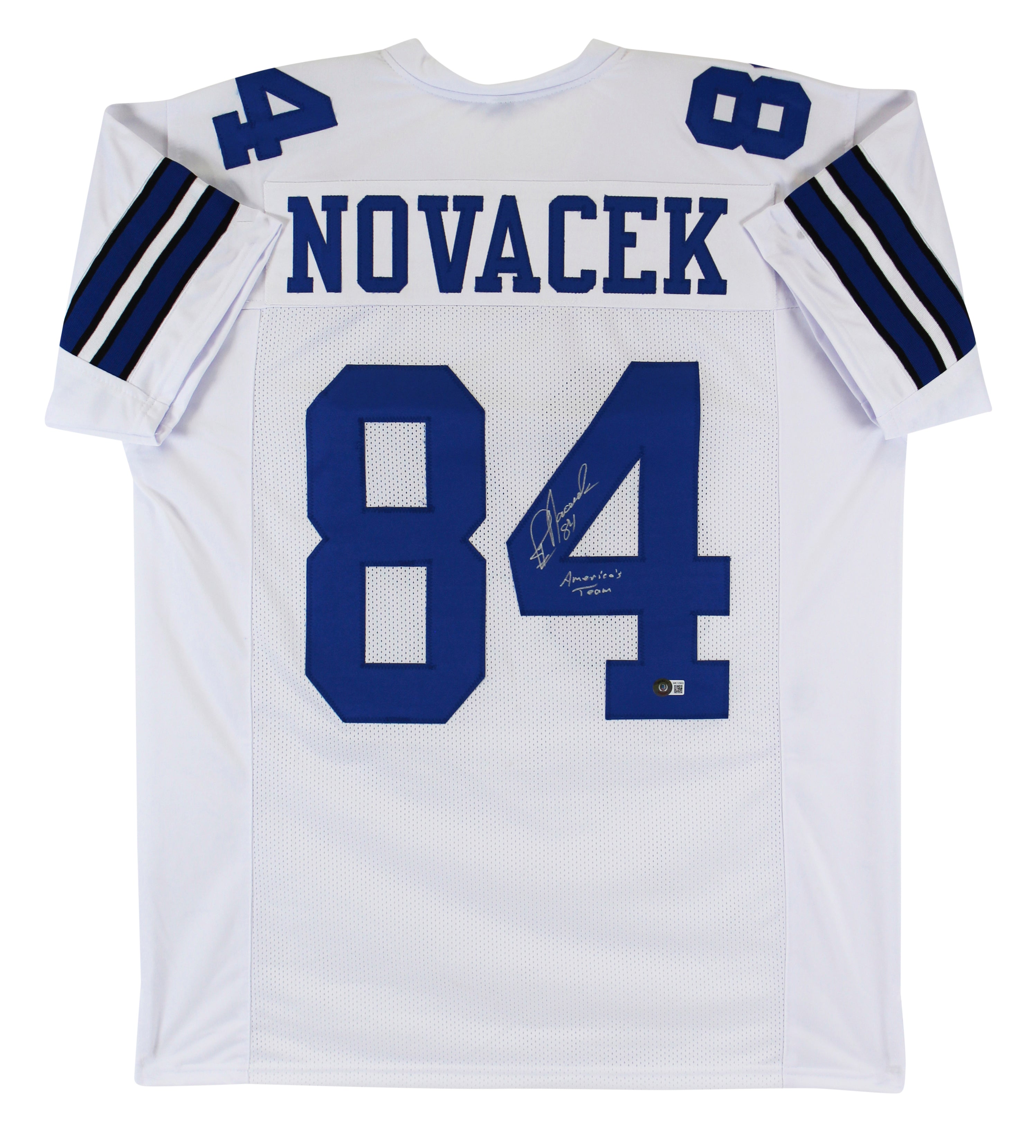 Jay Novacek "America's Team" Signed White Pro Style Jersey Autographed BAS Wit