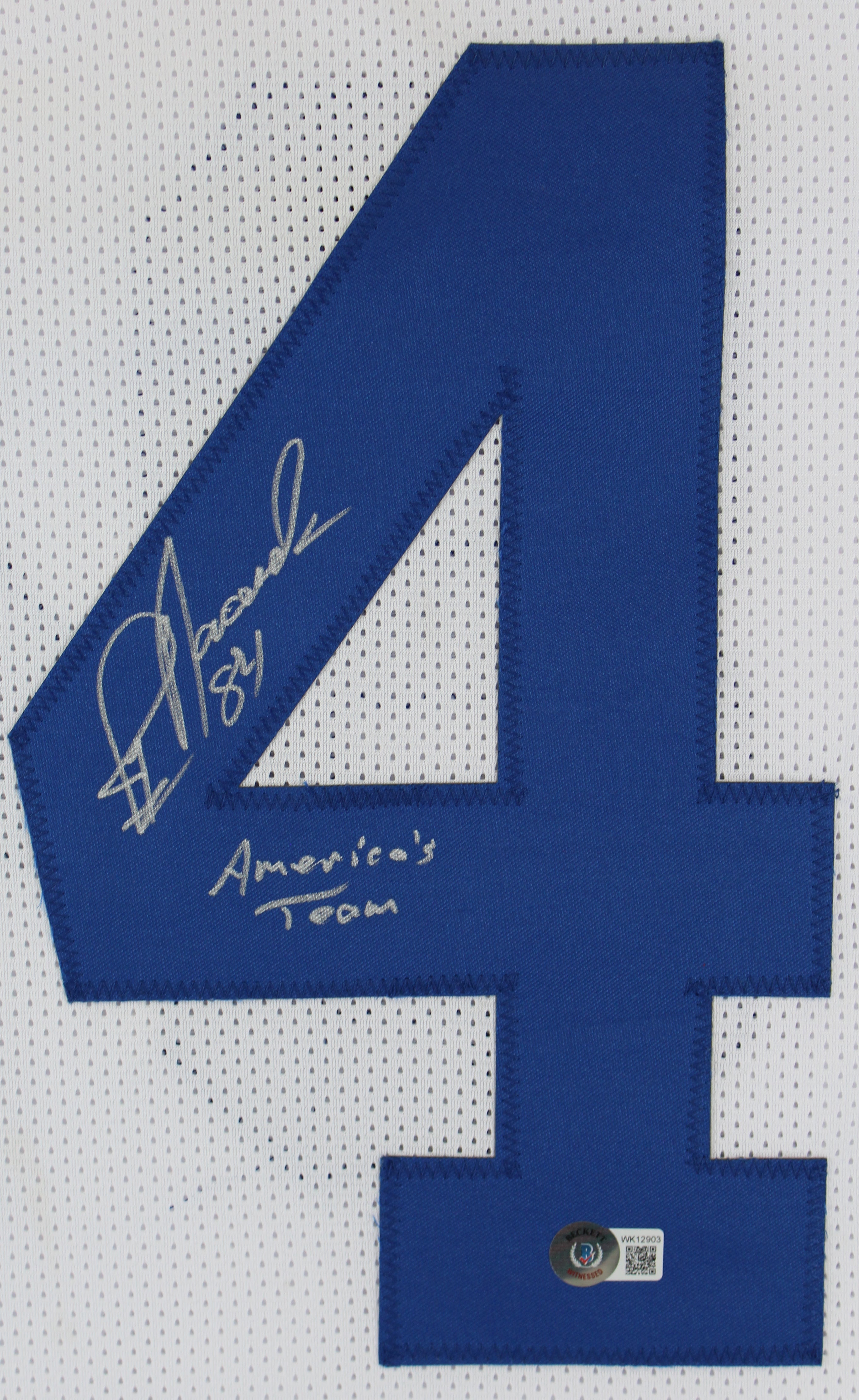 Jay Novacek "America's Team" Signed White Pro Style Jersey Autographed BAS Wit