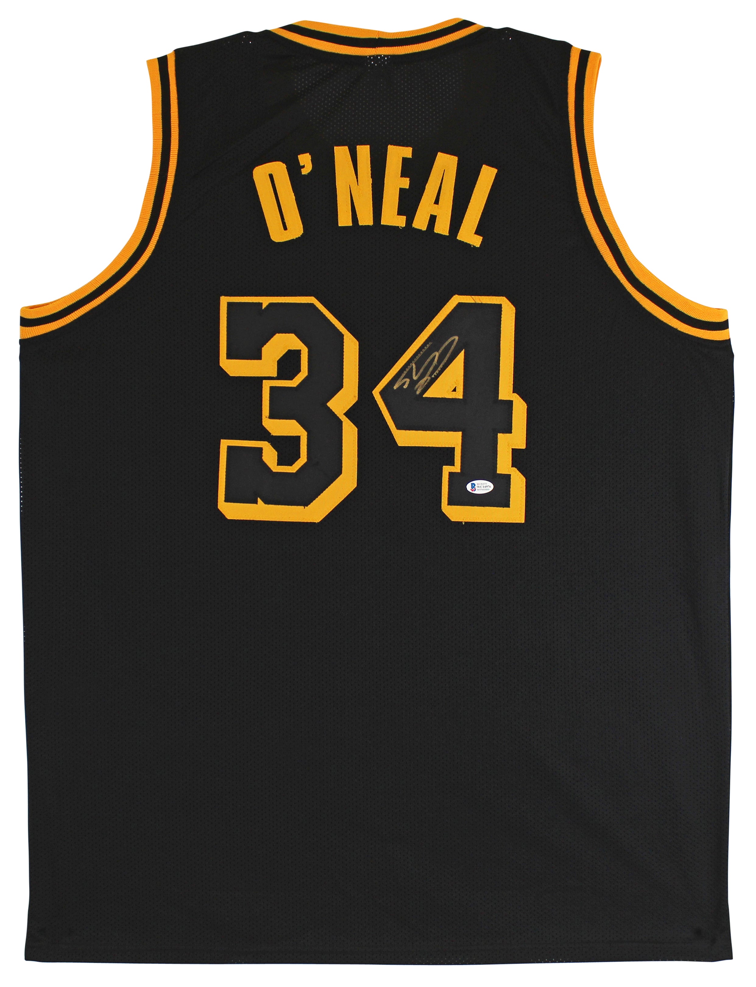 Shaquille O'Neal Signed Black Mamba Pro Style w/ Black Numbers Jersey BAS Wit