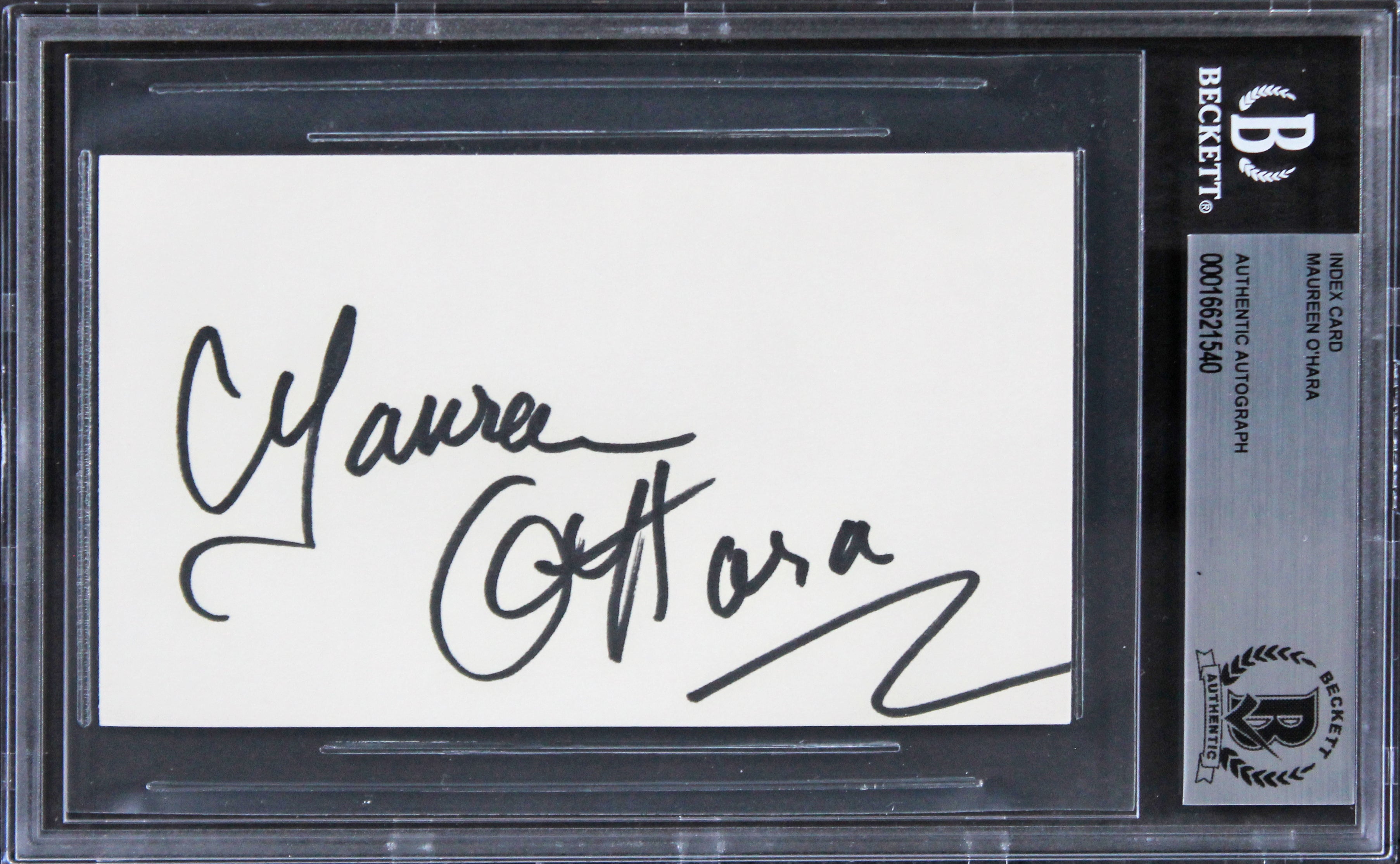 Maureen O'Hara The Quiet Man Authentic Signed 3x5 Index Card BAS Slabbed 2