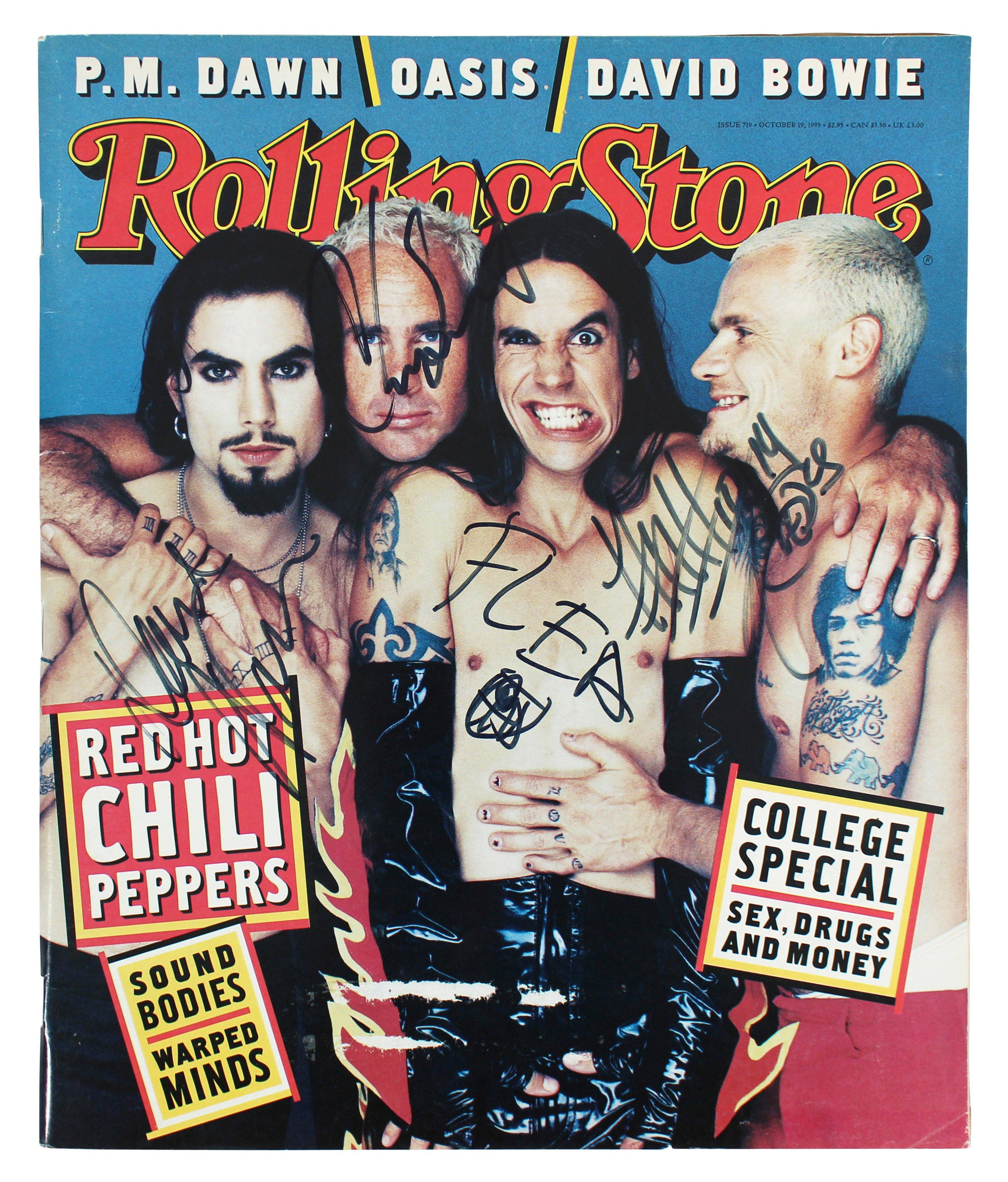 RHCP (4) Kiedis, Flea, Navaarro & Smith Signed Rolling Stone Mag BAS #AB14555