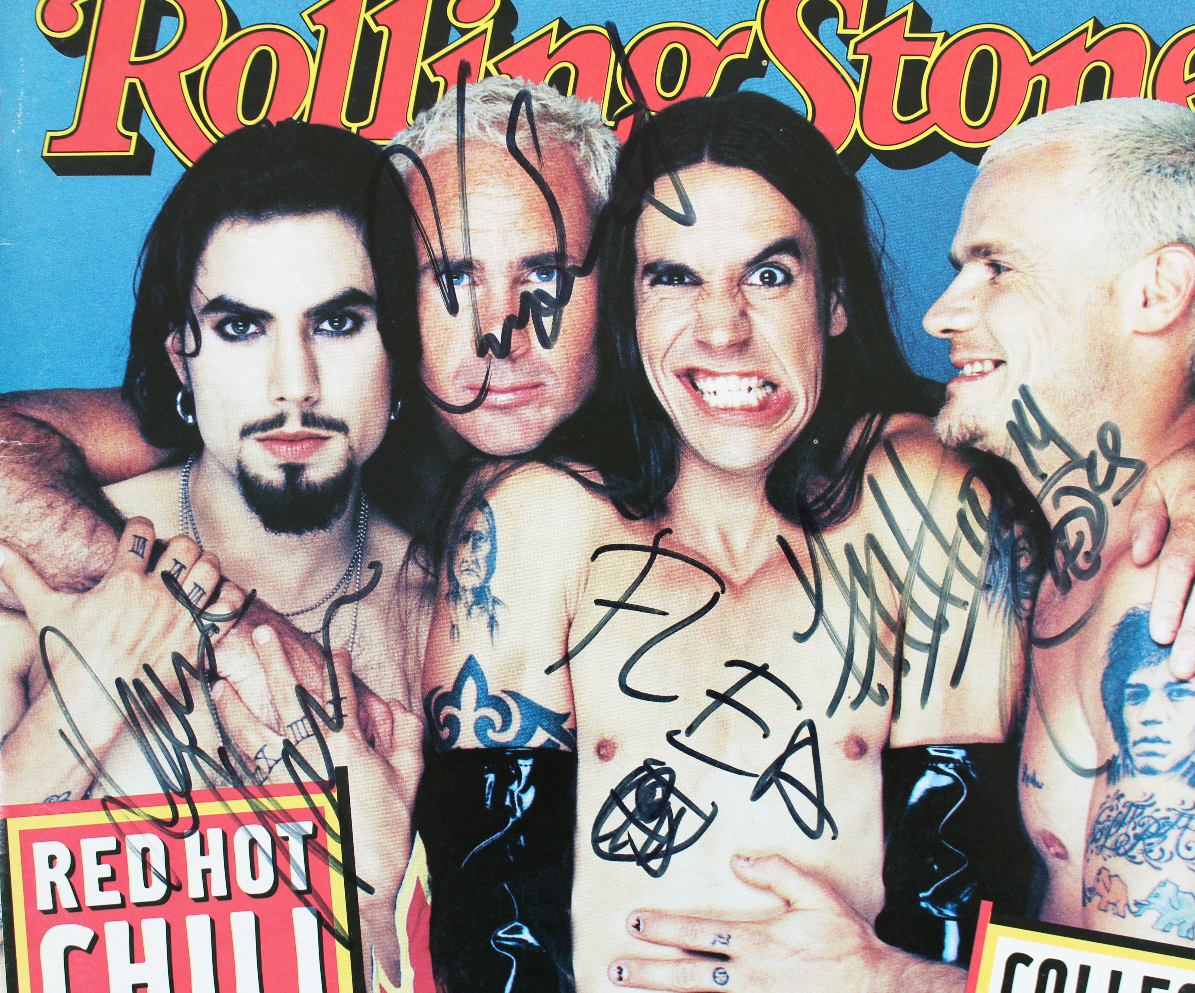 RHCP (4) Kiedis, Flea, Navaarro & Smith Signed Rolling Stone Mag BAS #AB14555