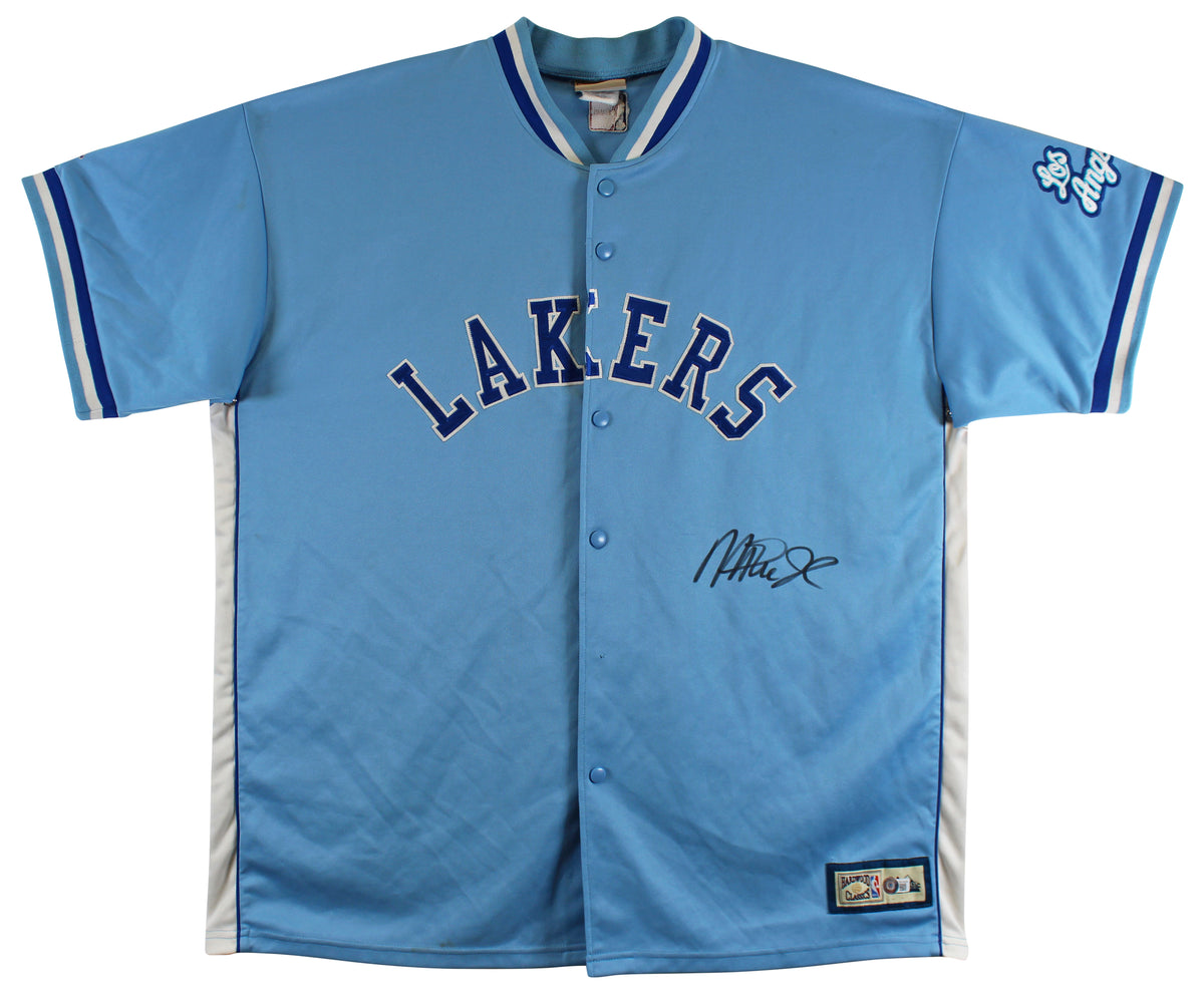 Lakers Magic Johnson Authentic Signed Blue Majestic Hardwood Classics Warmup Jacket BAS Witnessed #WY54008