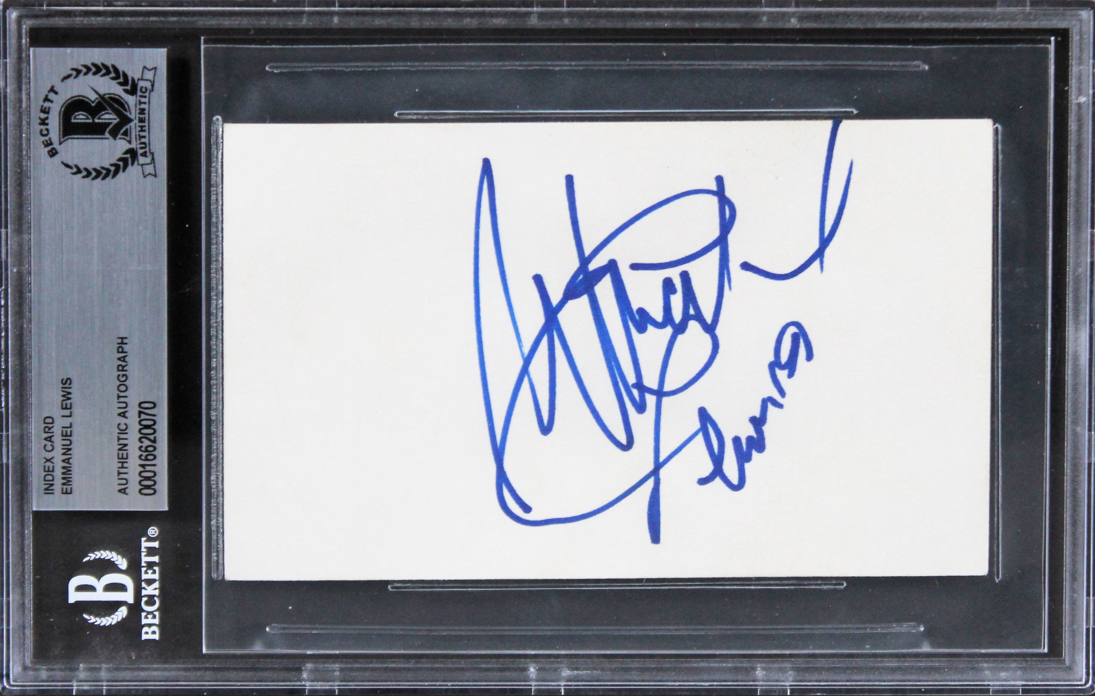 Emmanuel Lewis Webster Authentic Signed 3x5 Index Card Autographed BAS Slabbed