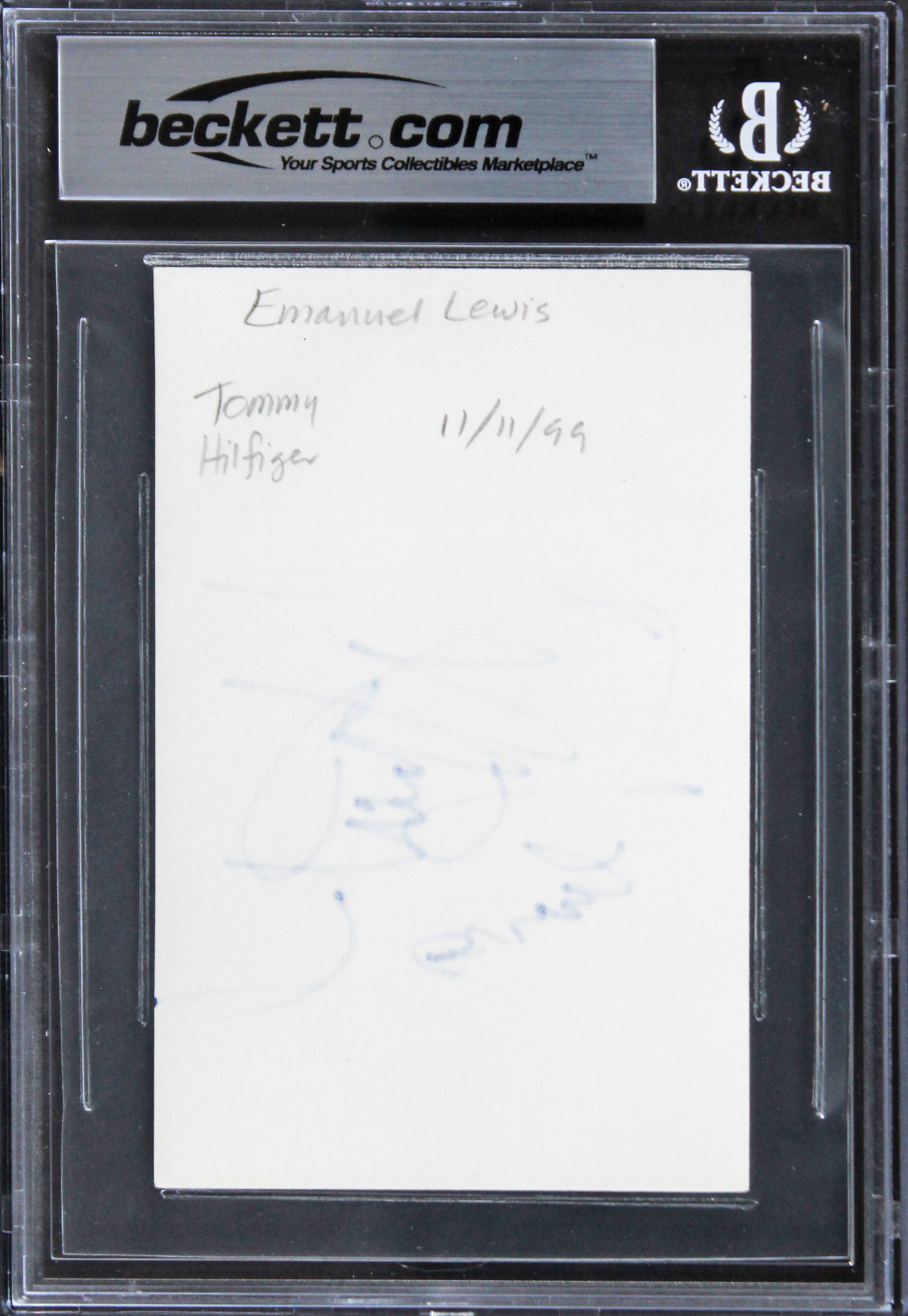 Emmanuel Lewis Webster Authentic Signed 3x5 Index Card Autographed BAS Slabbed