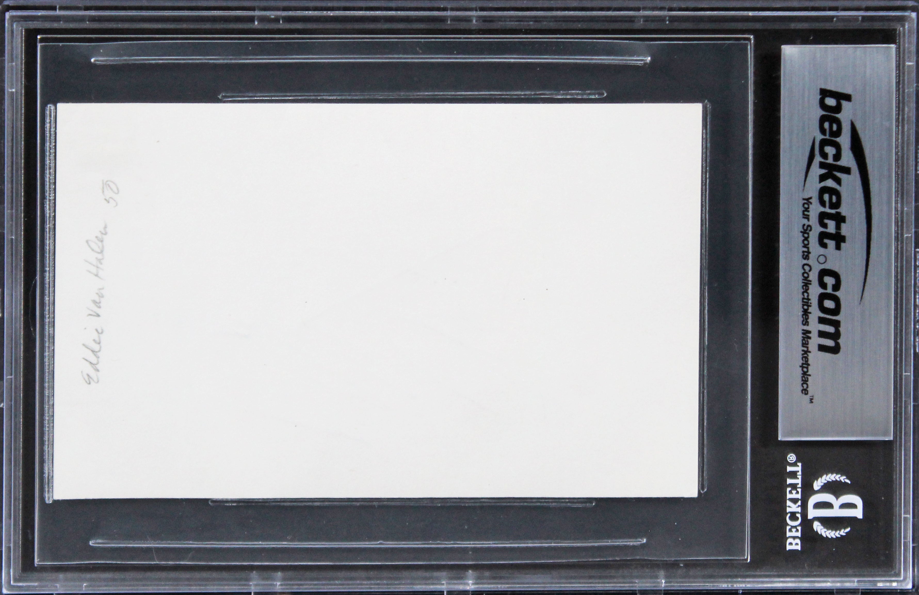 Eddie Van Halen Van Halen Authentic Signed 3x5 Index Card BAS Slabbed