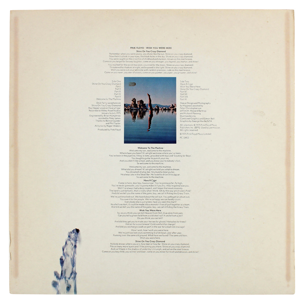 David Gilmour Pink Floyd Signed Wish You Were Here Album Sleeve BAS #AA13651