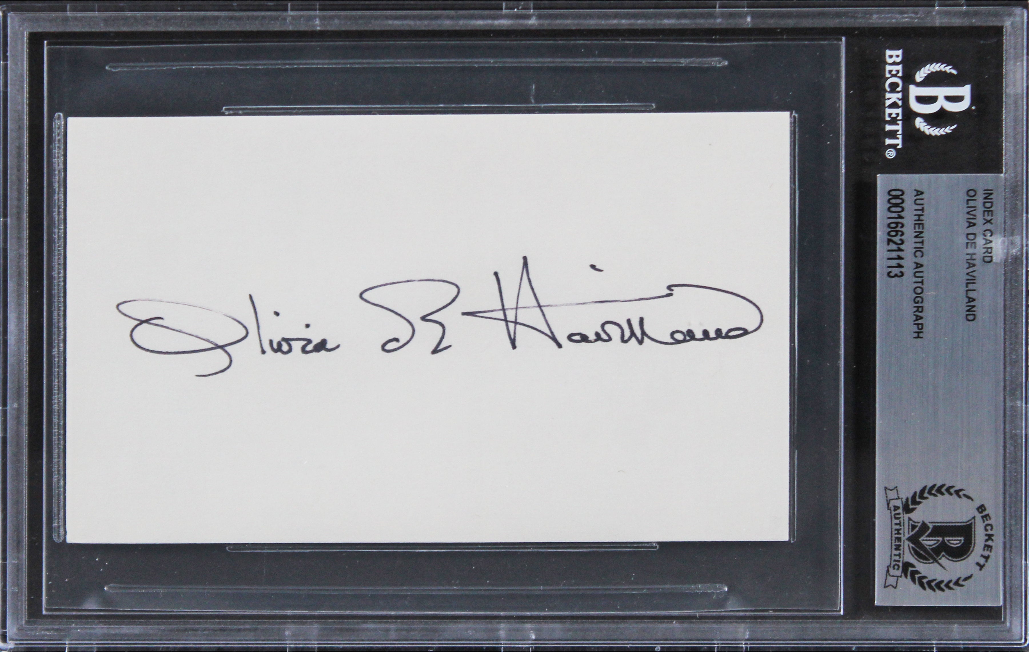 Olivia De Havilland Gone with the Wind Signed 3x5 Index Card BAS Slabbed