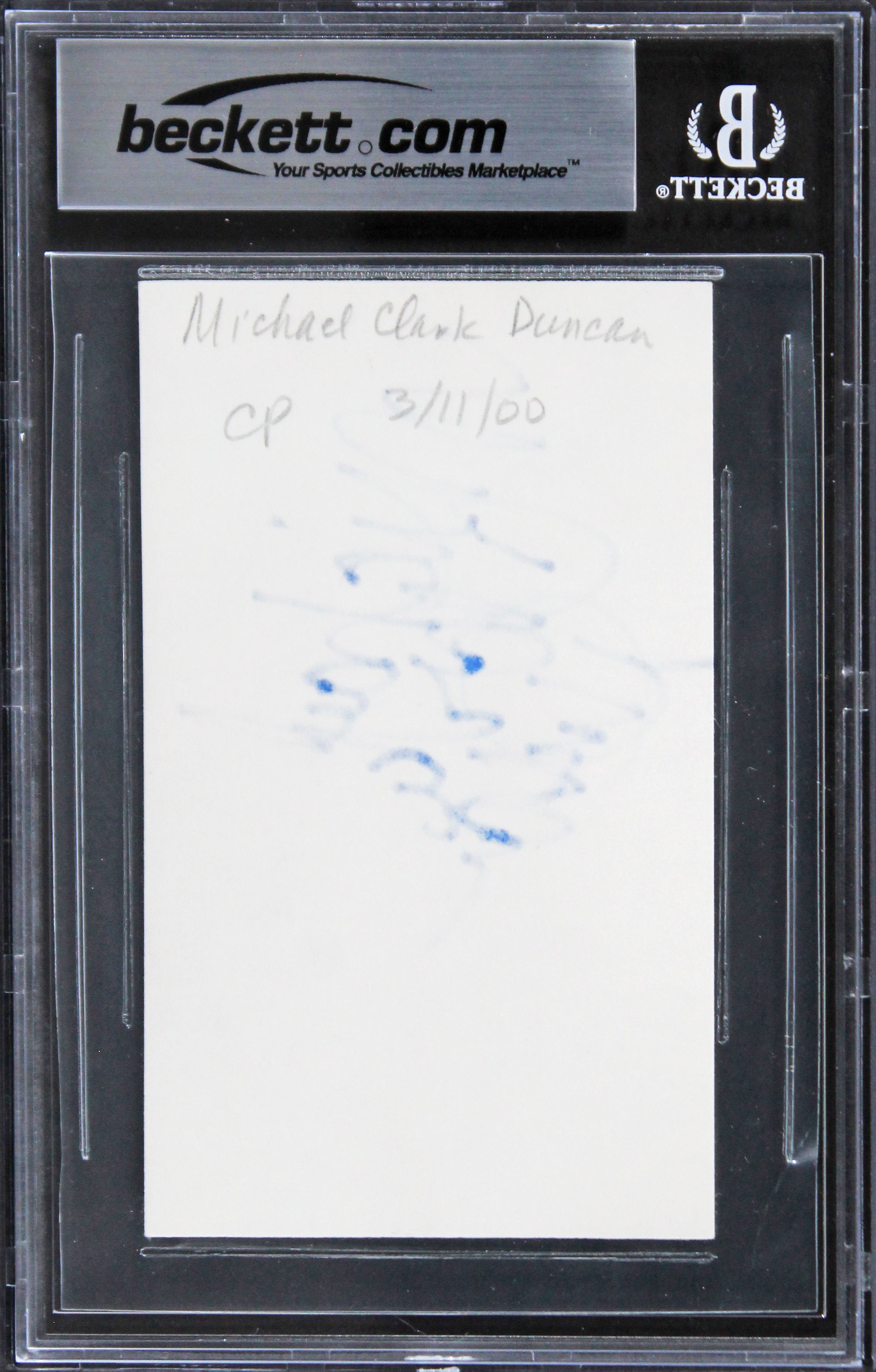 Michael Clarke Duncan The Green Mile Authentic Signed 3x5 Index Card BAS Slab 3