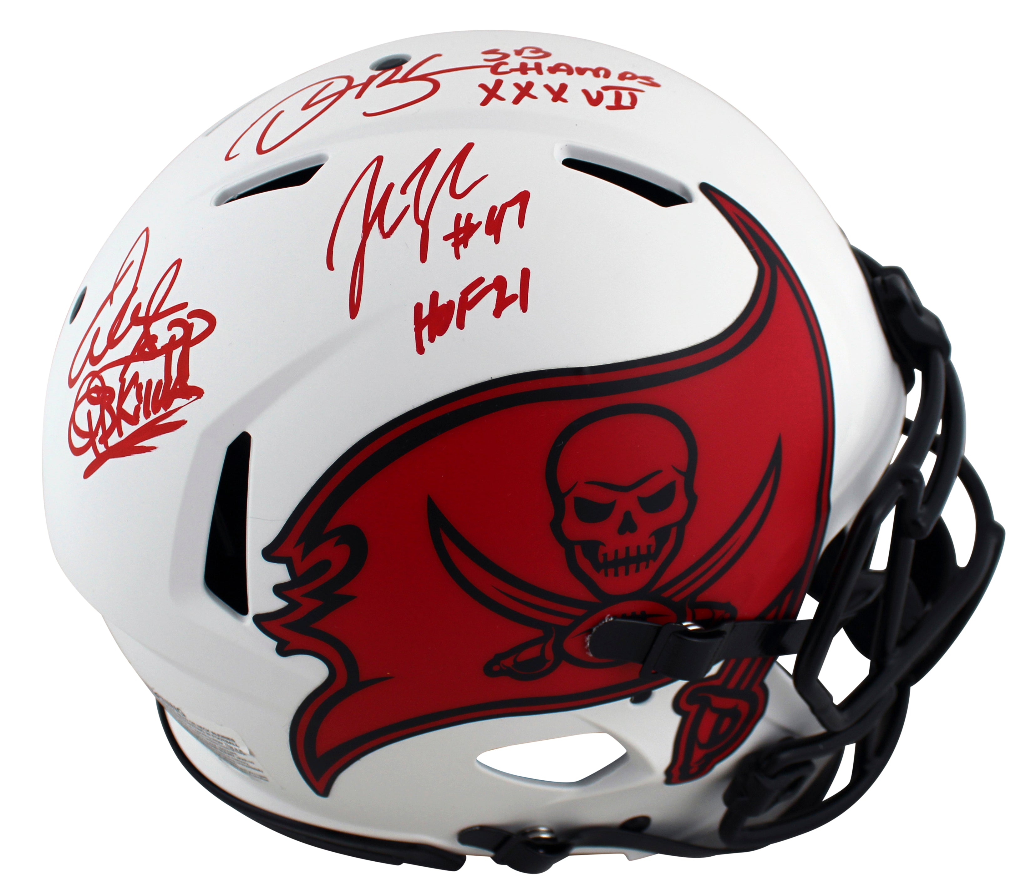 Buccaneers (3) Sapp, Brooks & Lynch Signed Lunar F/S Speed Proline Helmet BAS