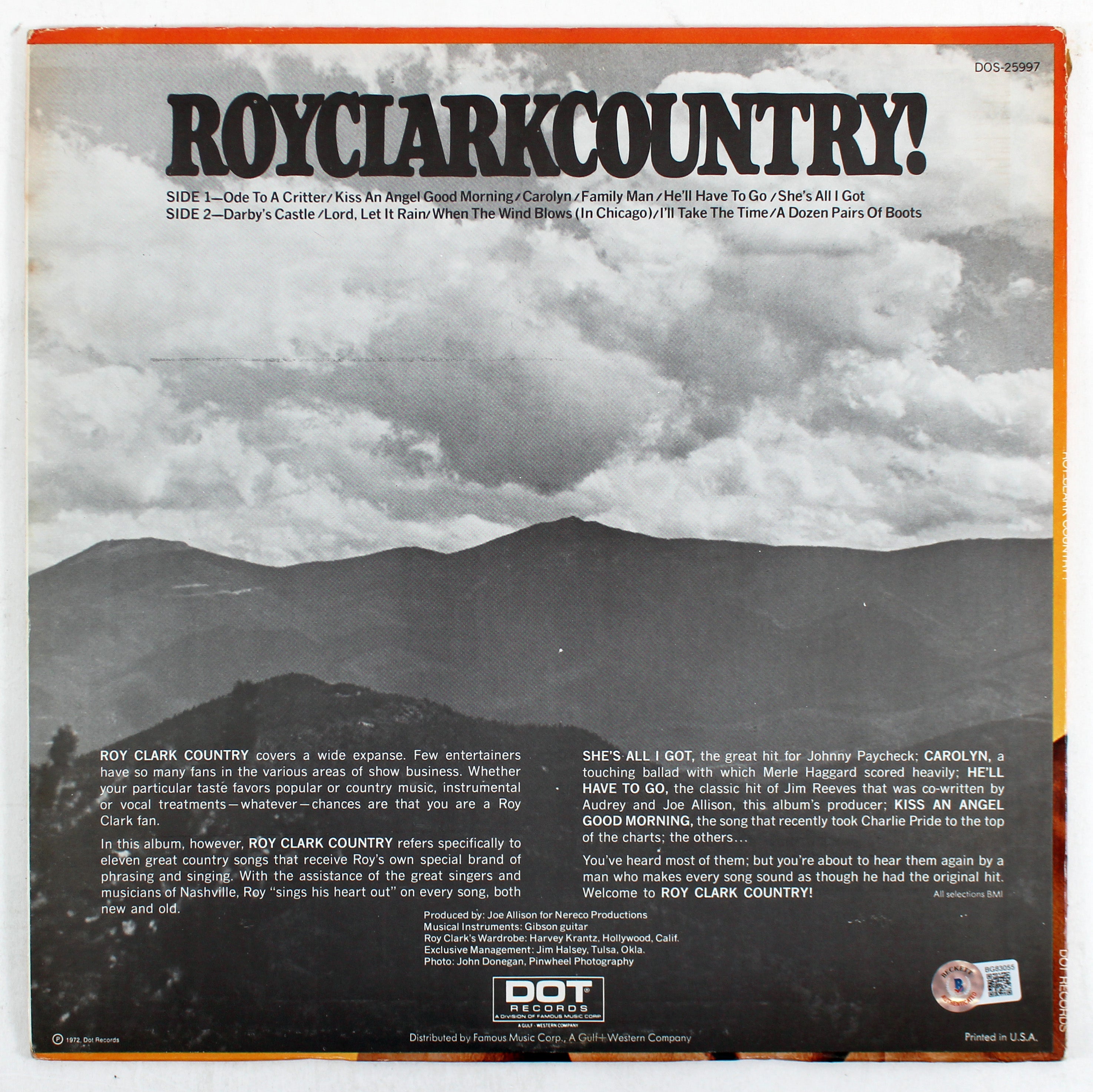Roy Clark "All The Best" Authentic Signed Country Album Cover BAS #BG83055
