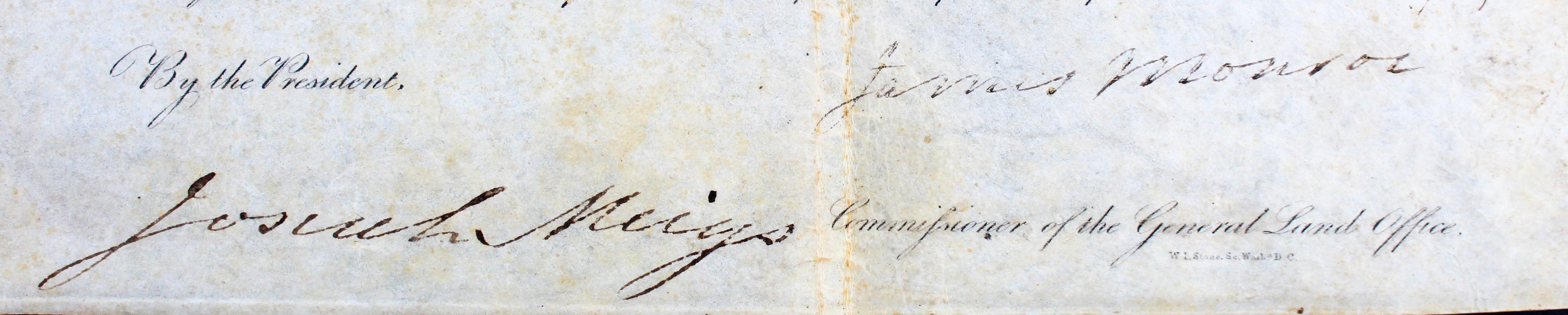 James Monroe Authentic Signed 9.75x16 1821 Land Grant Document BAS #AB14562