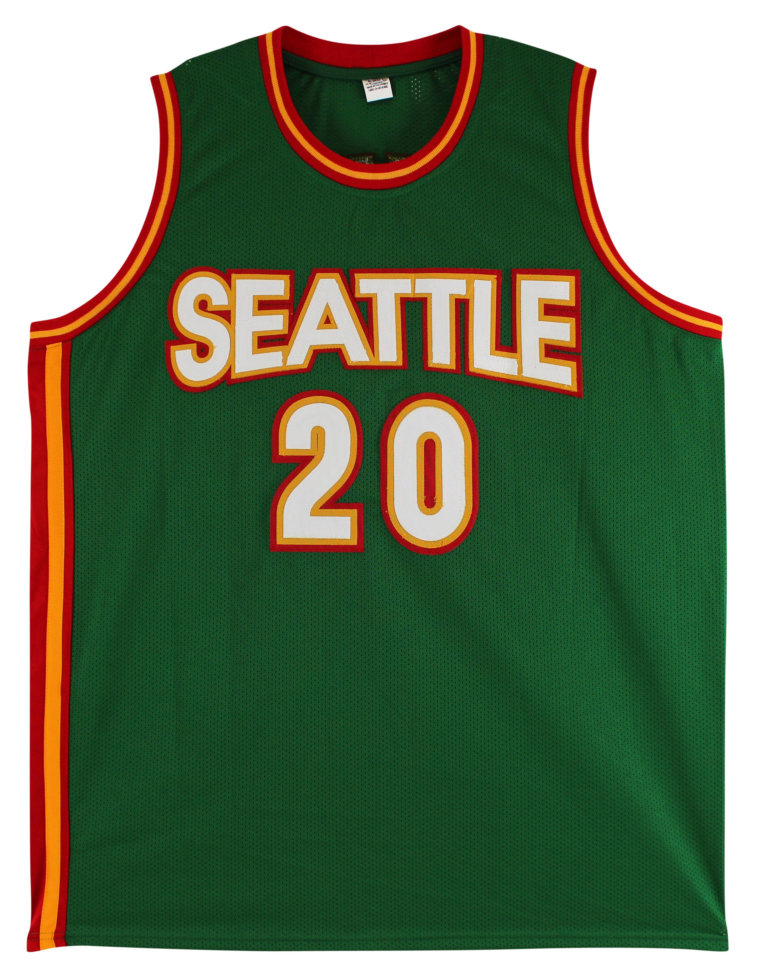 Gary Payton Authentic Signed Green Pro Style Jersey w/ White #s BAS