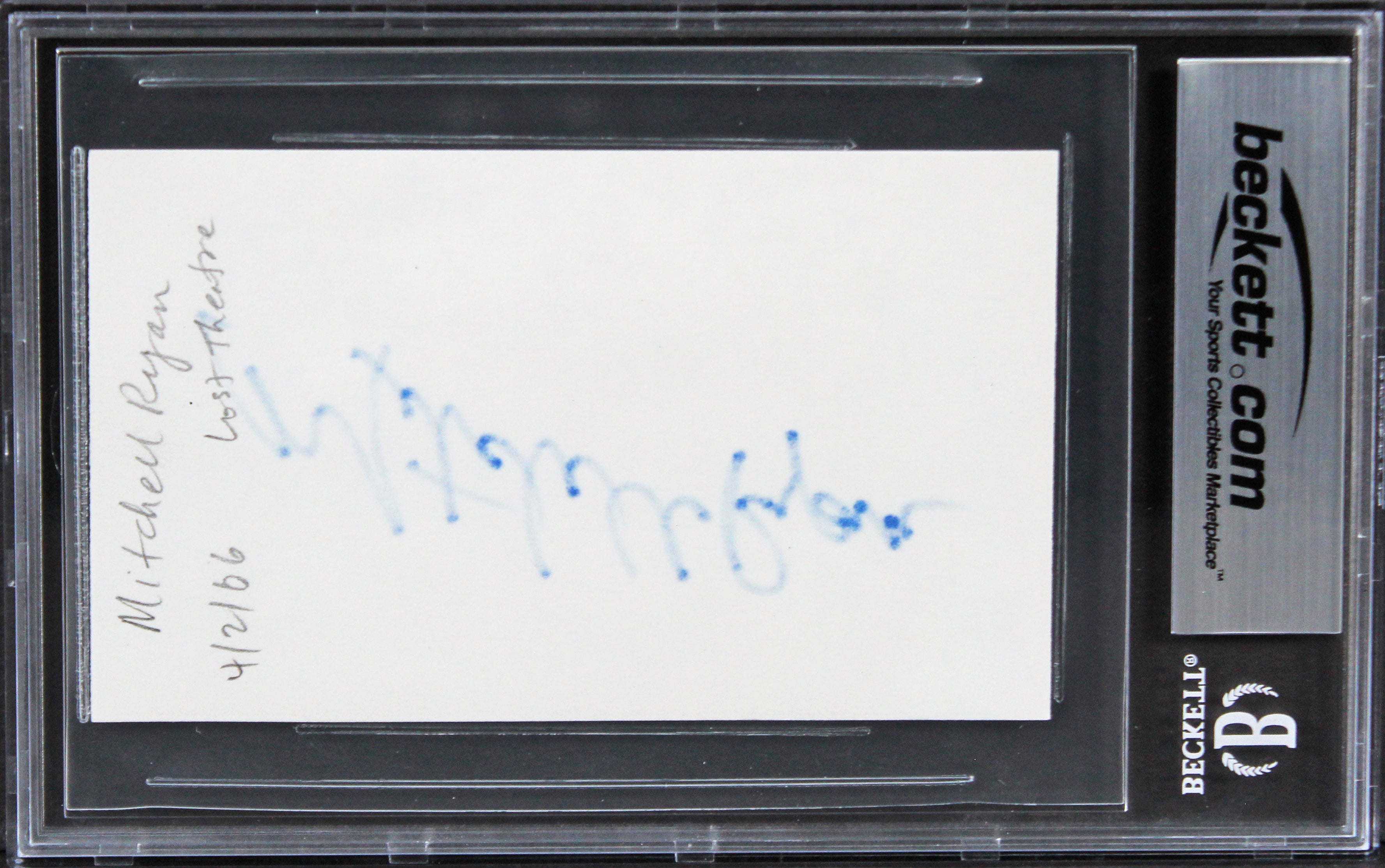 Mitchell Ryan Grosse Pointe Blank Authentic Signed 3x5 Index Card BAS Slabbed 1