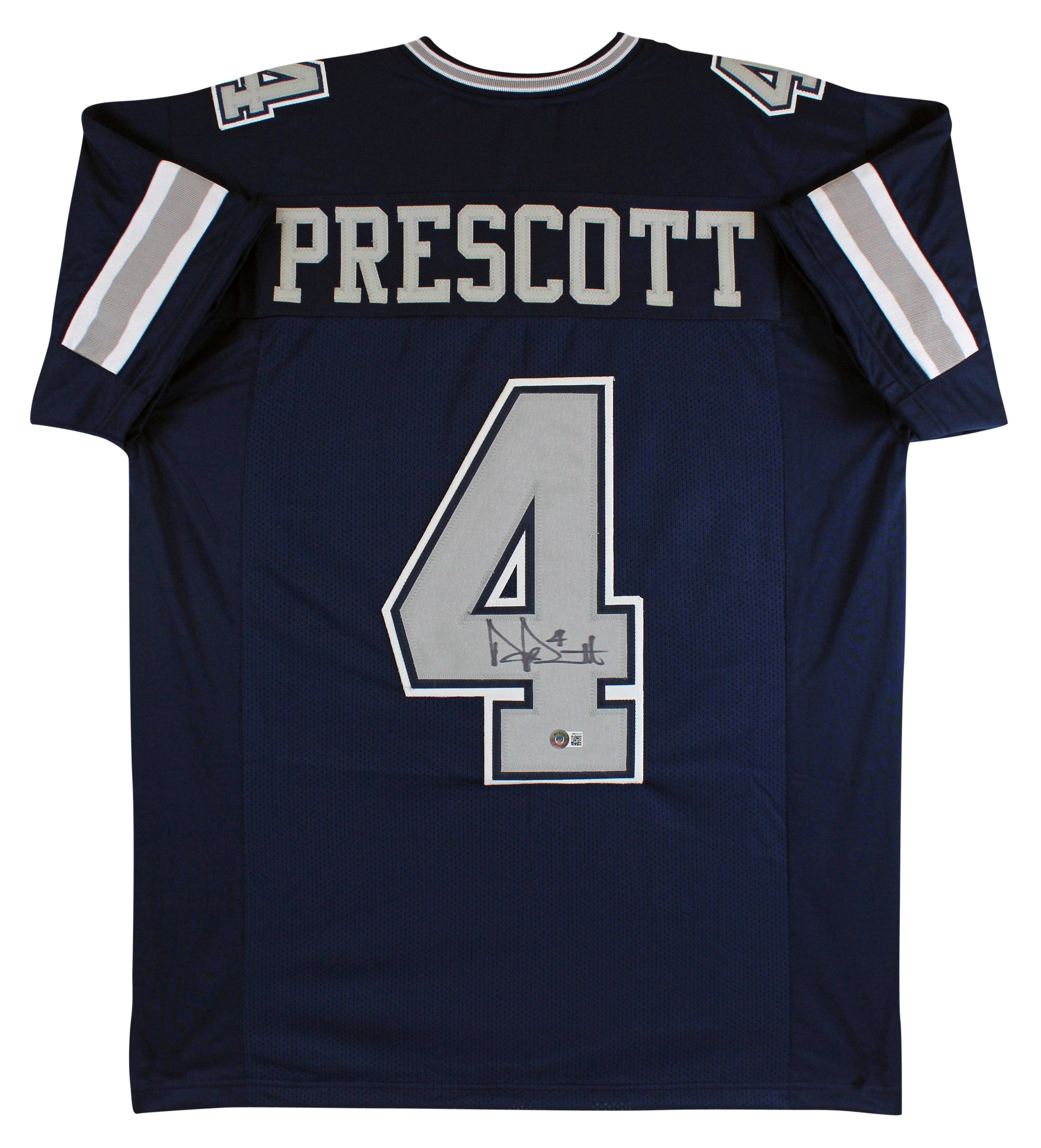 Dak Prescott Authentic Signed Navy Blue Pro Style Jersey w/ Grey #'s BAS Witness