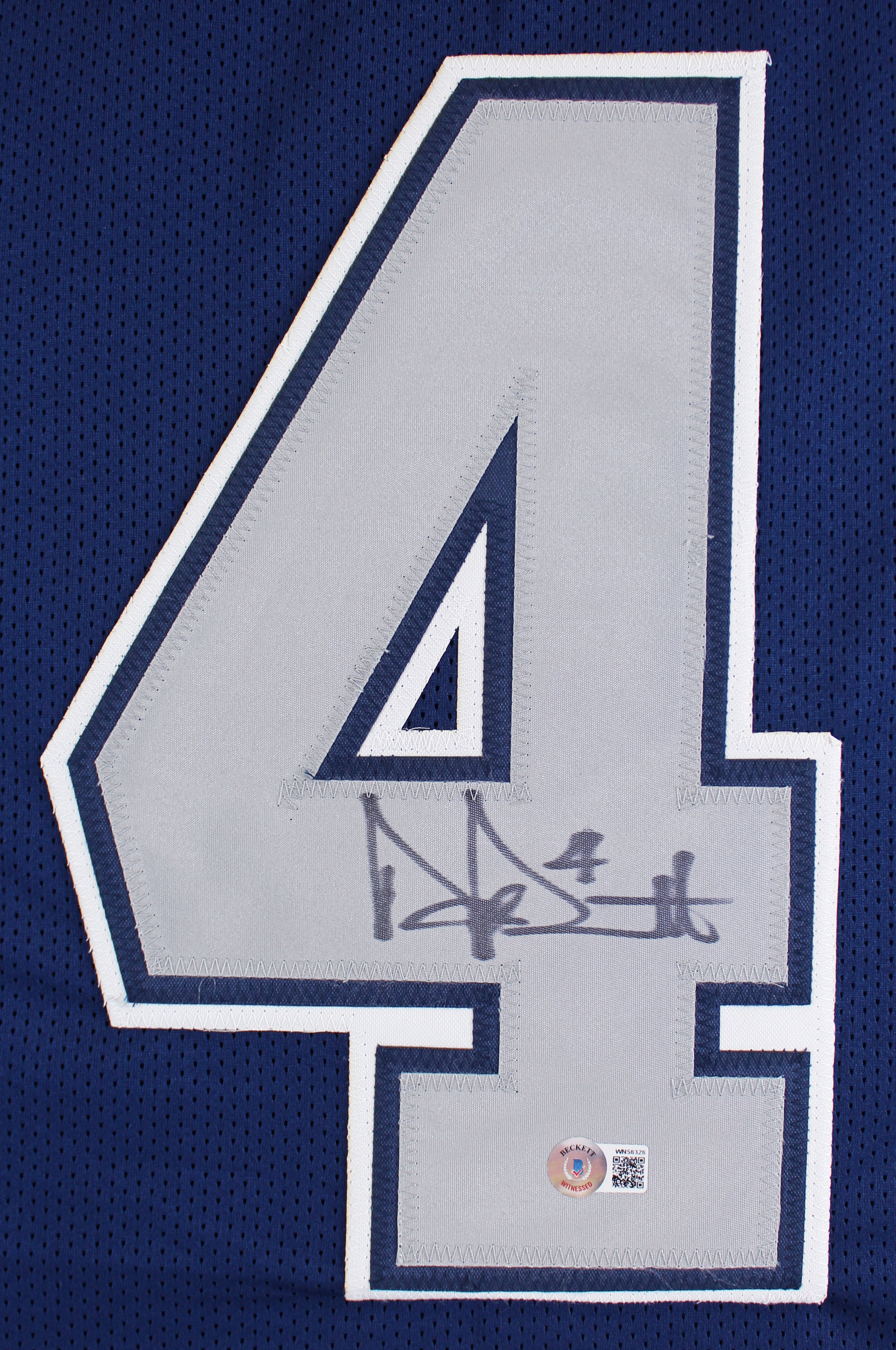 Dak Prescott Authentic Signed Navy Blue Pro Style Jersey w/ Grey #'s BAS Witness