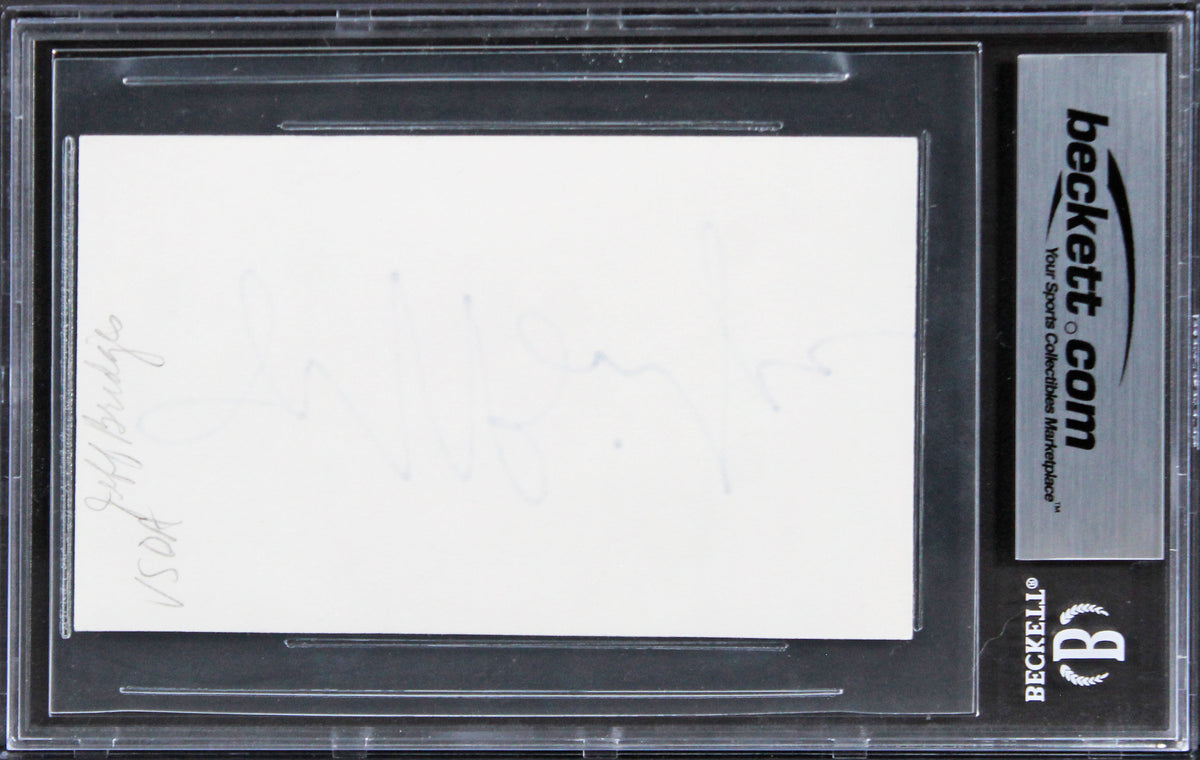 Jeff Bridges The Big Lebowski Signed 3x5 Index Card Auto Graded 10 BAS Slabbed 1