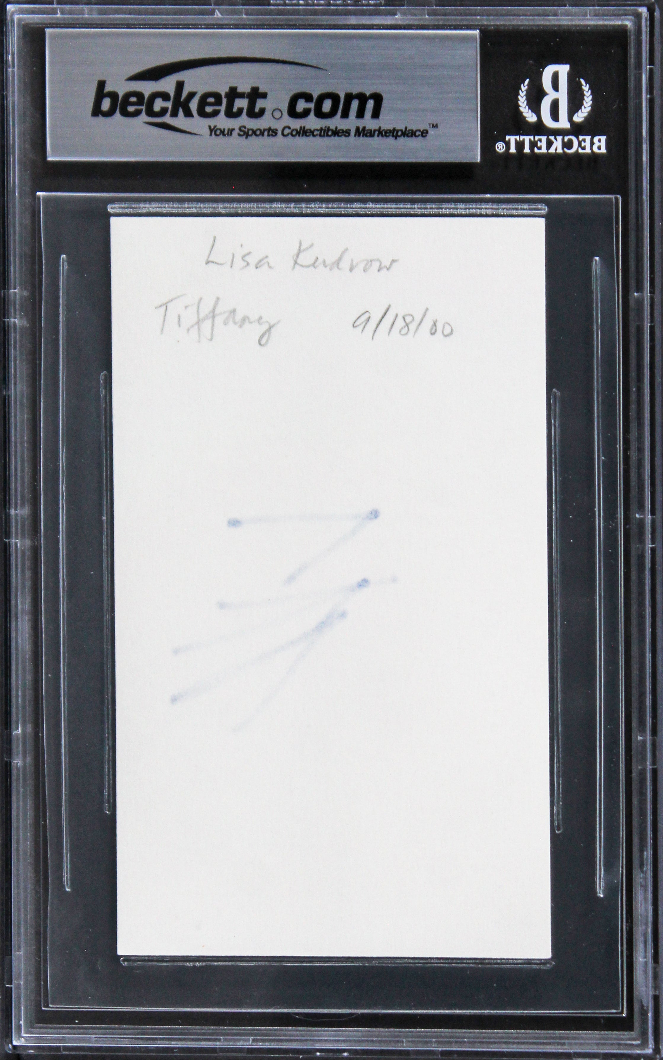 Lisa Kudrow Friends Signed 3x5 Index Card Auto Graded 10 Mint BAS Slabbed