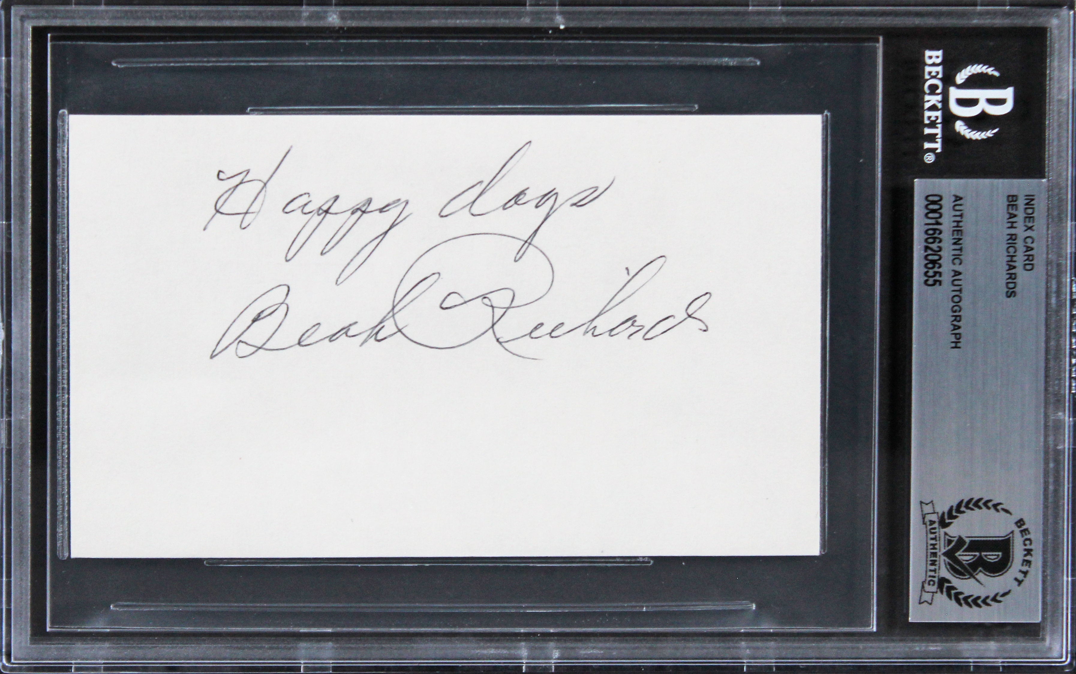 Beah Richards Guess Who's Coming to Dinner Signed 3x5 Index Card BAS Slabbed