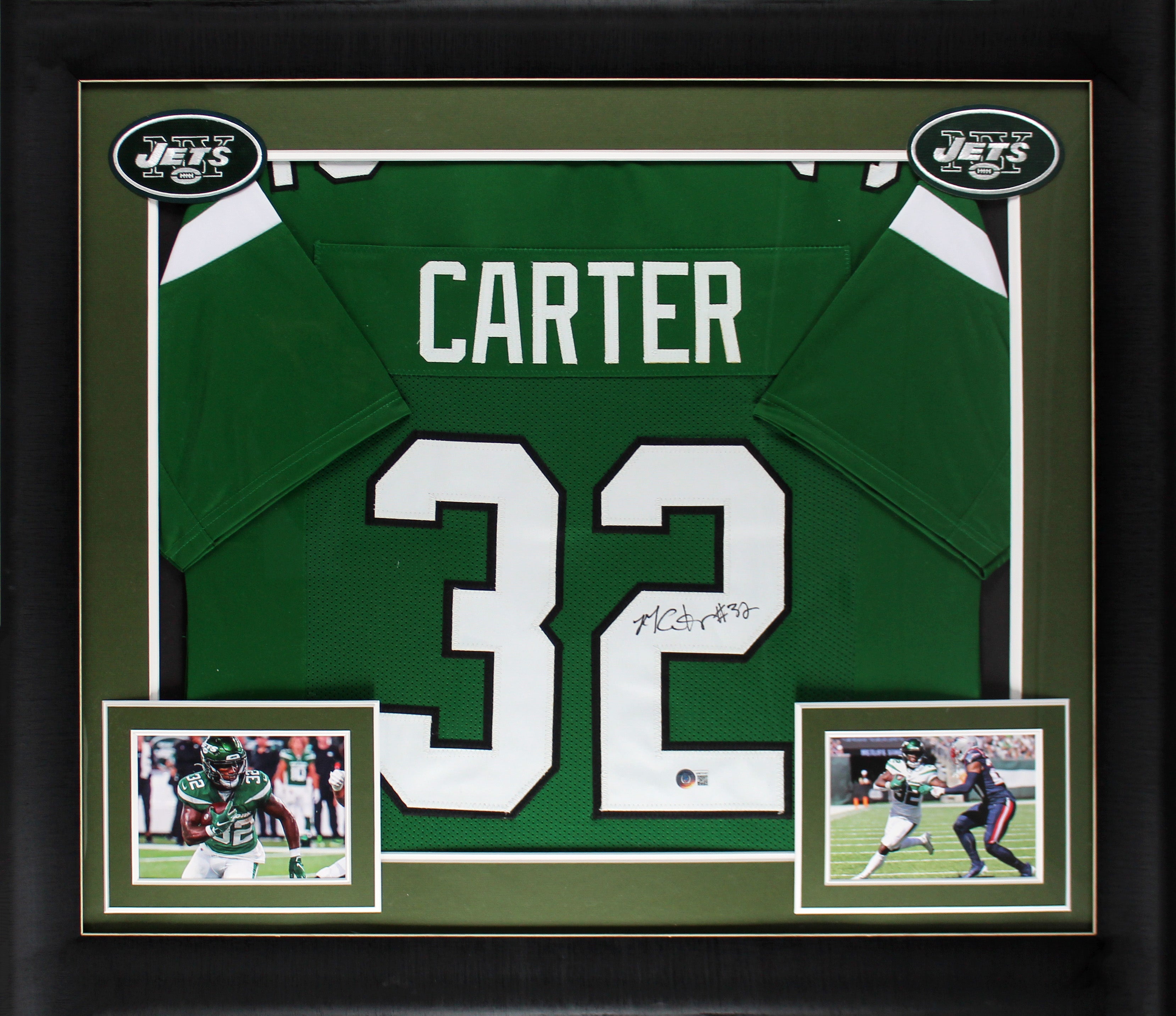 Michael Carter Authentic Signed Green Pro Style Framed Jersey BAS Witnessed