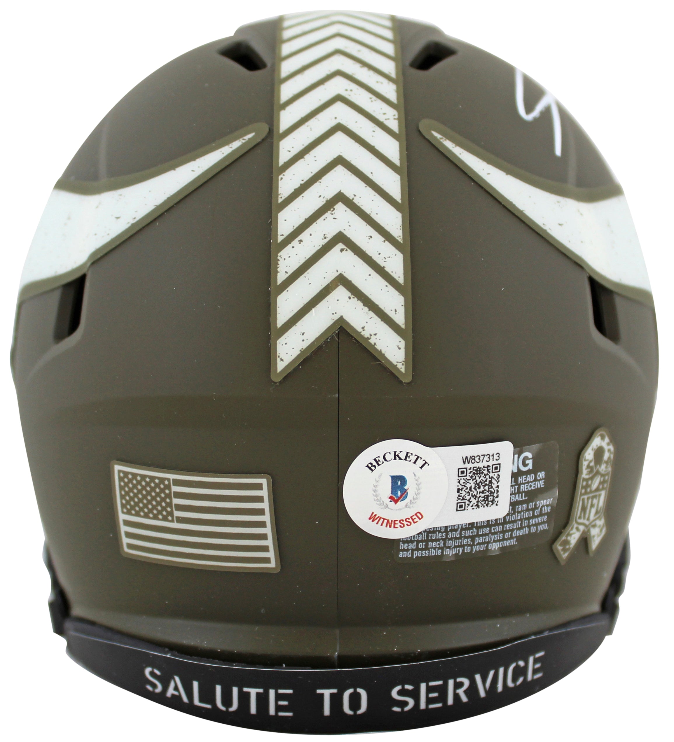 Vikings Jordan Addison Signed Salute To Service Speed Mini Helmet BAS Witnessed