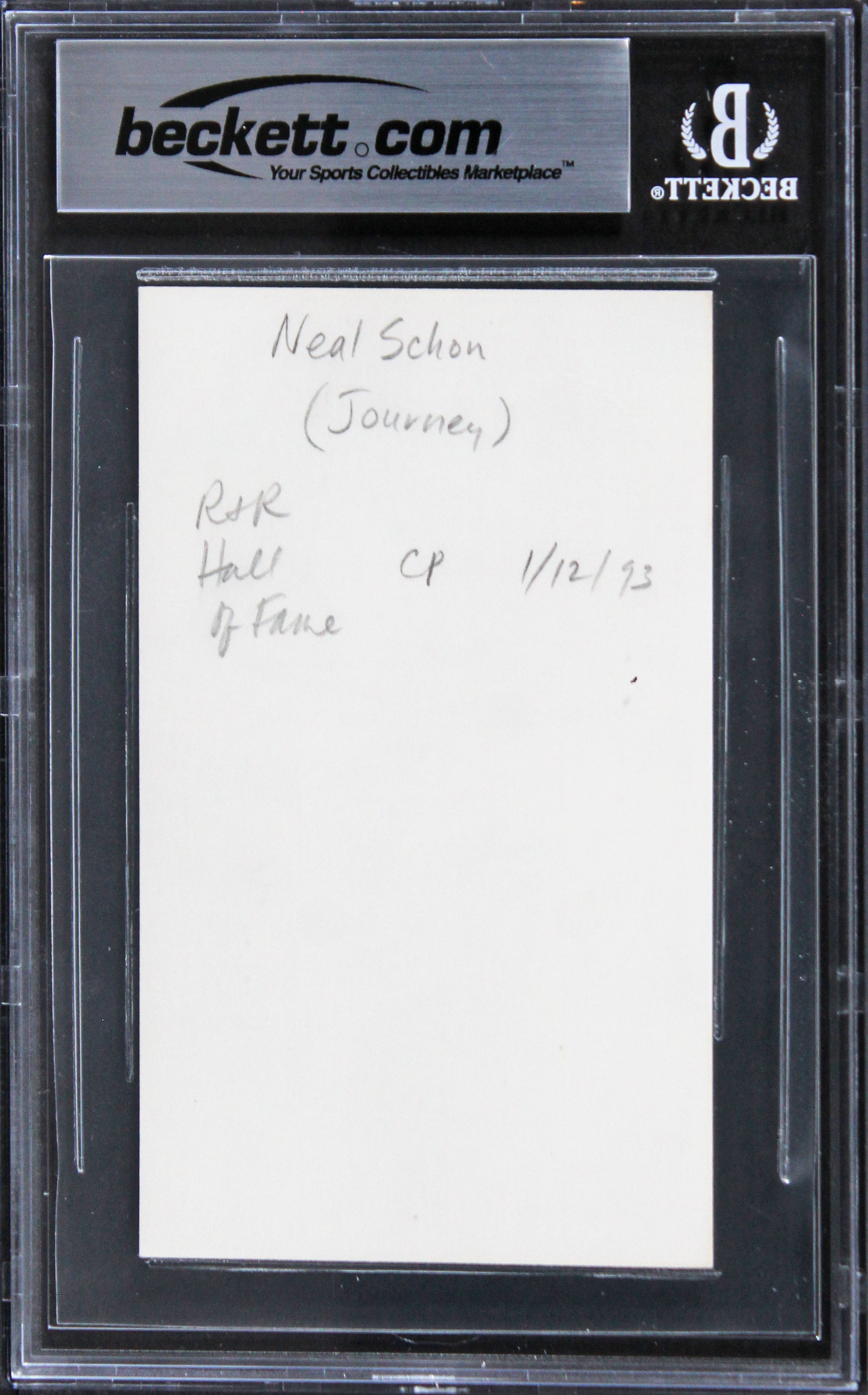 Neal Schon Musician Authentic Signed 3x5 Index Card Autographed BAS Slabbed