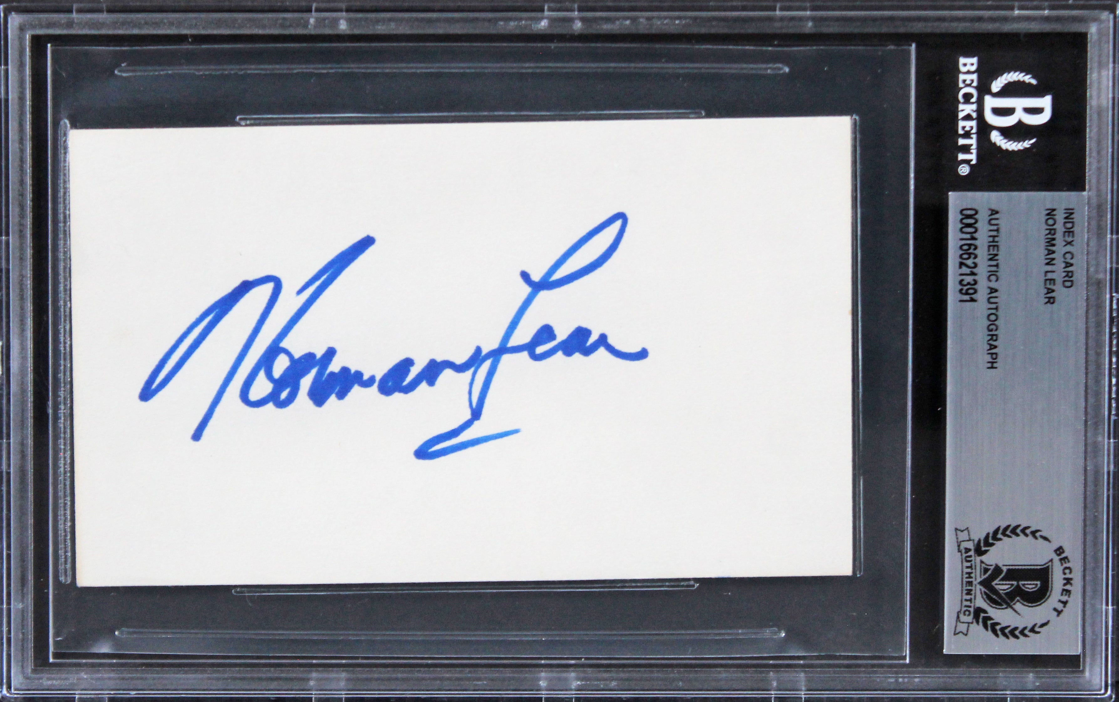 Norman Lear All In The Family Authentic Signed 3x5 Index Card BAS Slabbed