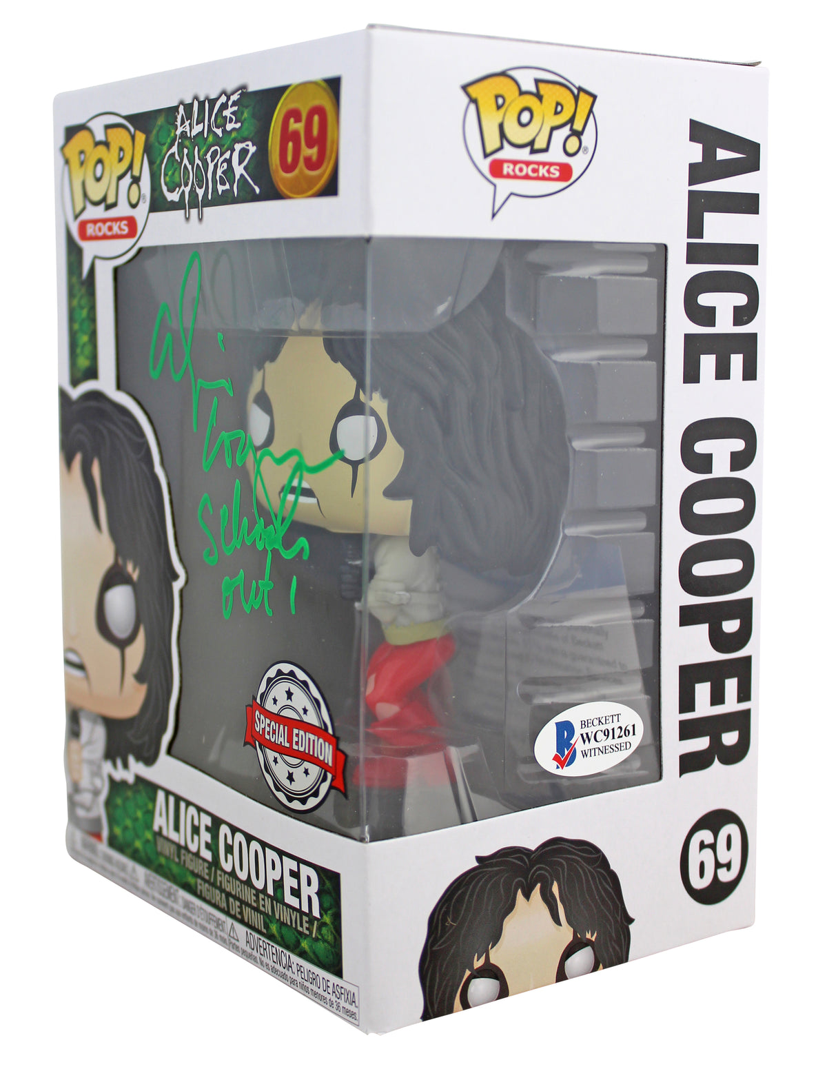 Alice Cooper Schools Out Signed #69 Funko Pop Vinyl Figure BAS Witness #WC91261