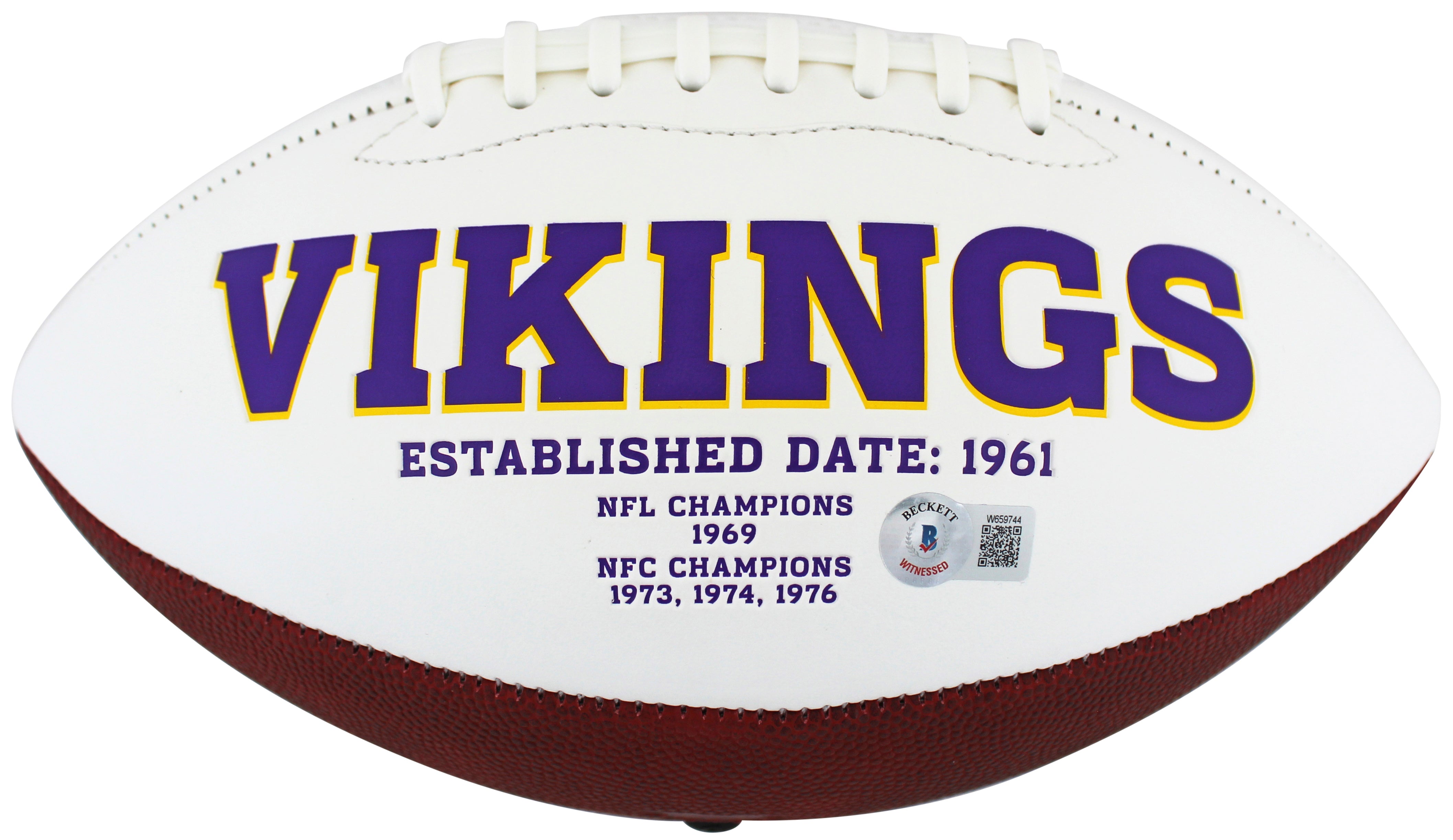 Vikings Jordan Addison Signed Rawlings White Panel Logo Football BAS Witnessed