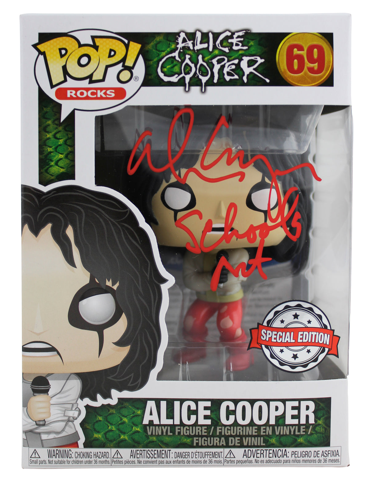 Alice Cooper Schools Out Signed #69 Funko Pop Vinyl Figure BAS Witness #WC91275