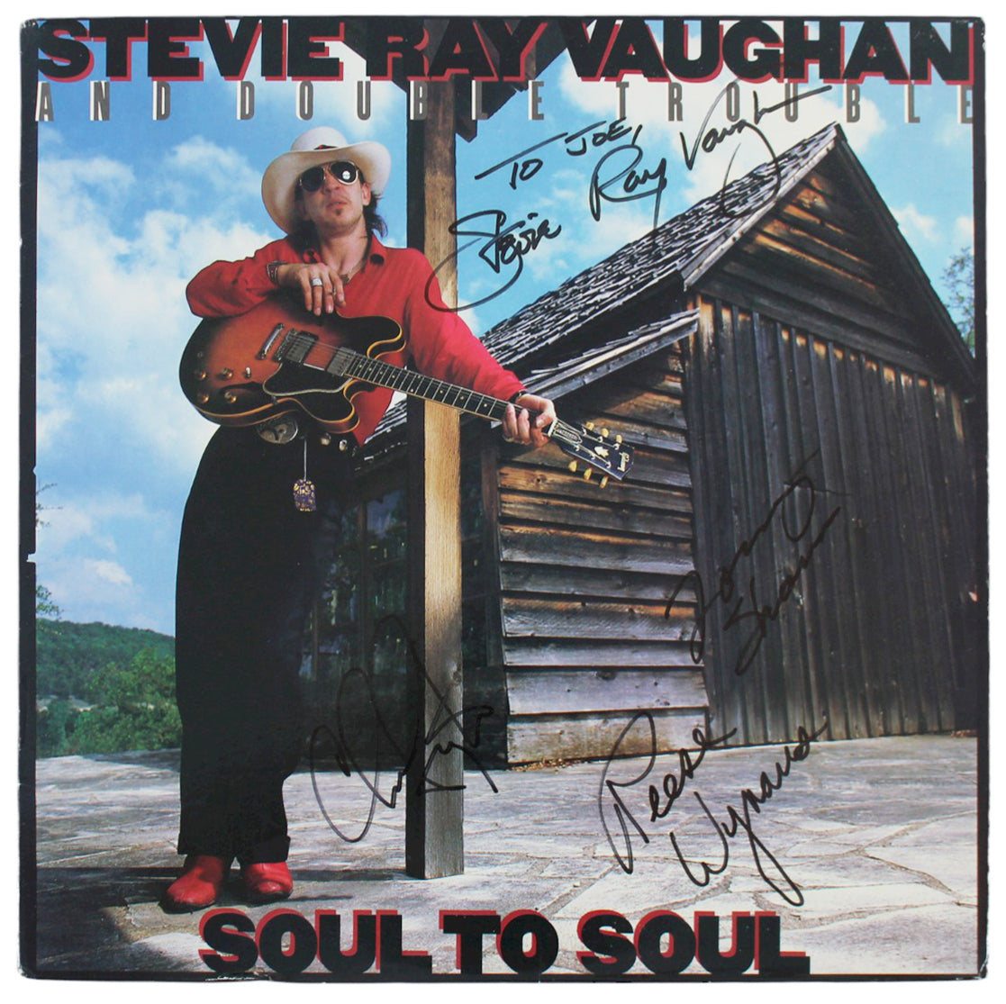 Double Trouble (3) Stevie Ray Vaughan +2 Signed Album Cover w/vinyl JSA #XX81234