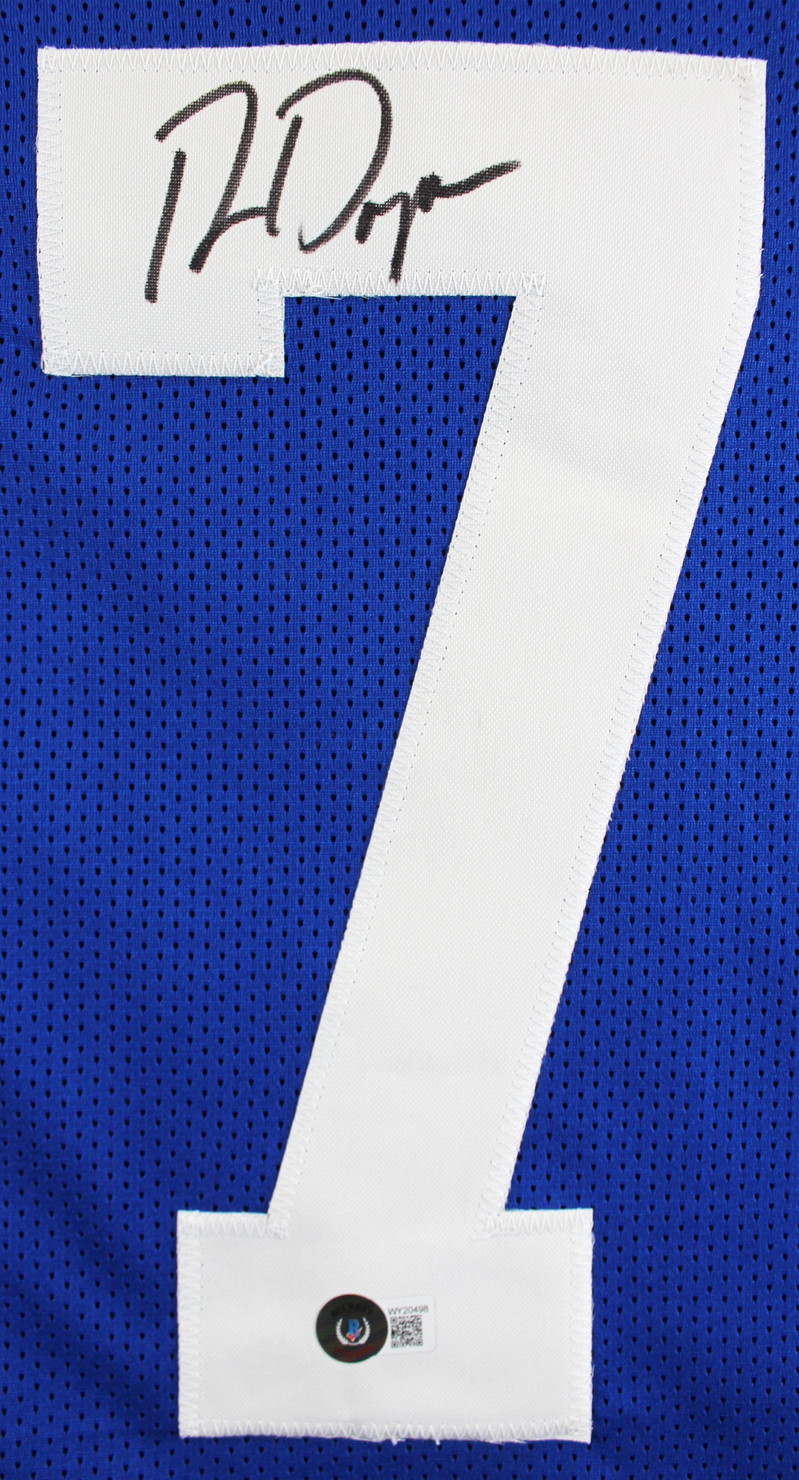 Ron Dayne Authentic Signed Blue Pro Style Jersey Autographed BAS Witnessed