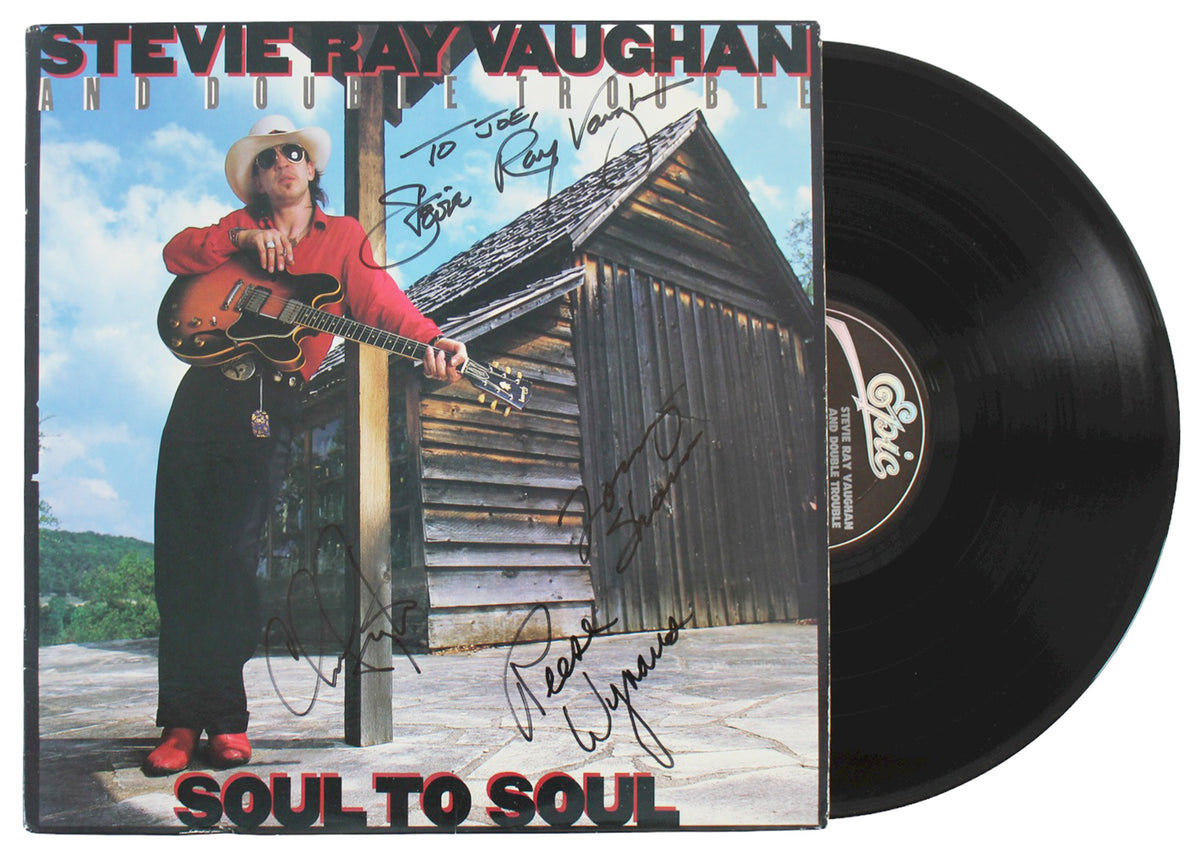 Double Trouble (3) Stevie Ray Vaughan +2 Signed Album Cover w/vinyl JSA #XX81234