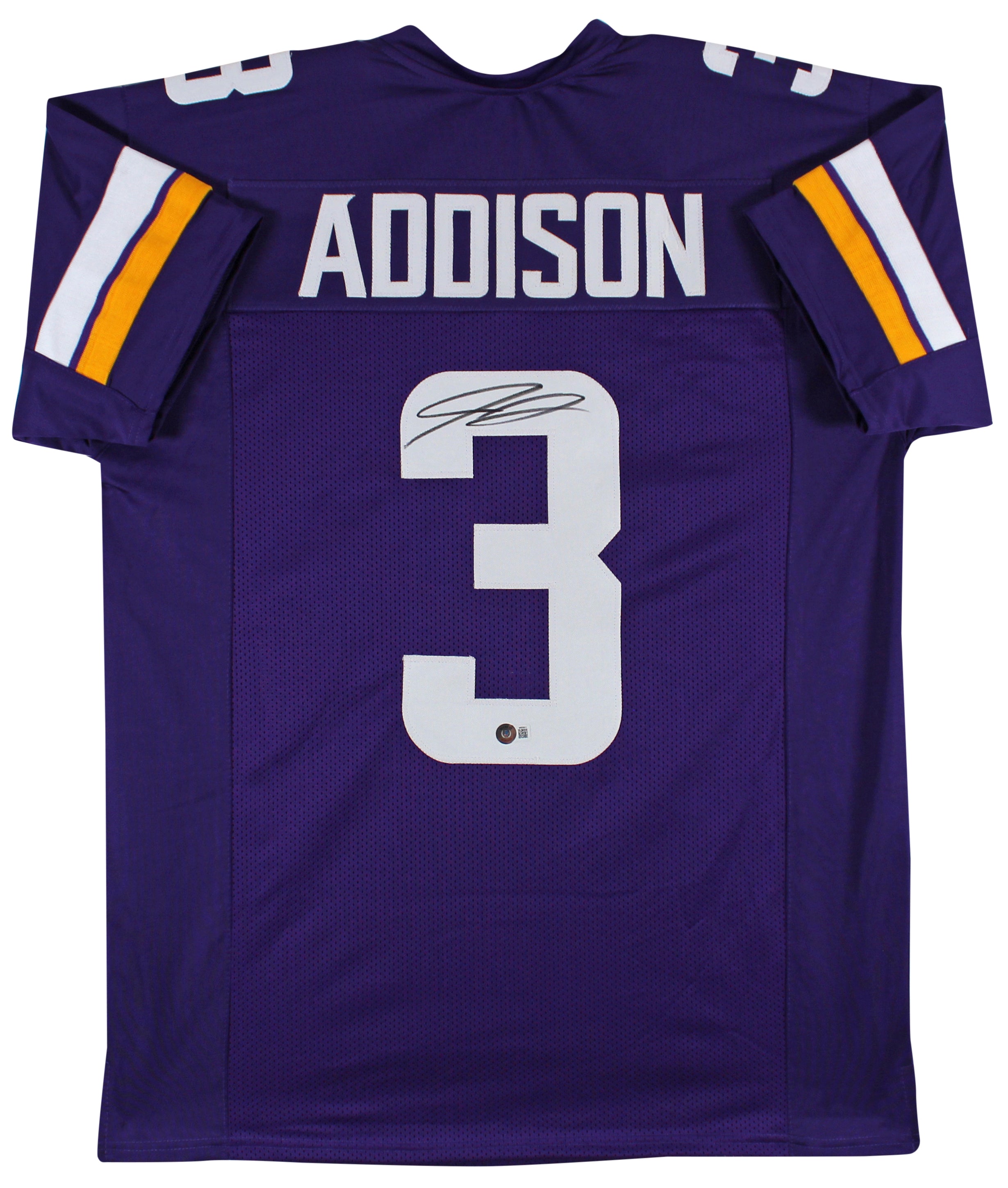 Jordan Addison Authentic Signed Purple Pro Style Jersey BAS Witnessed