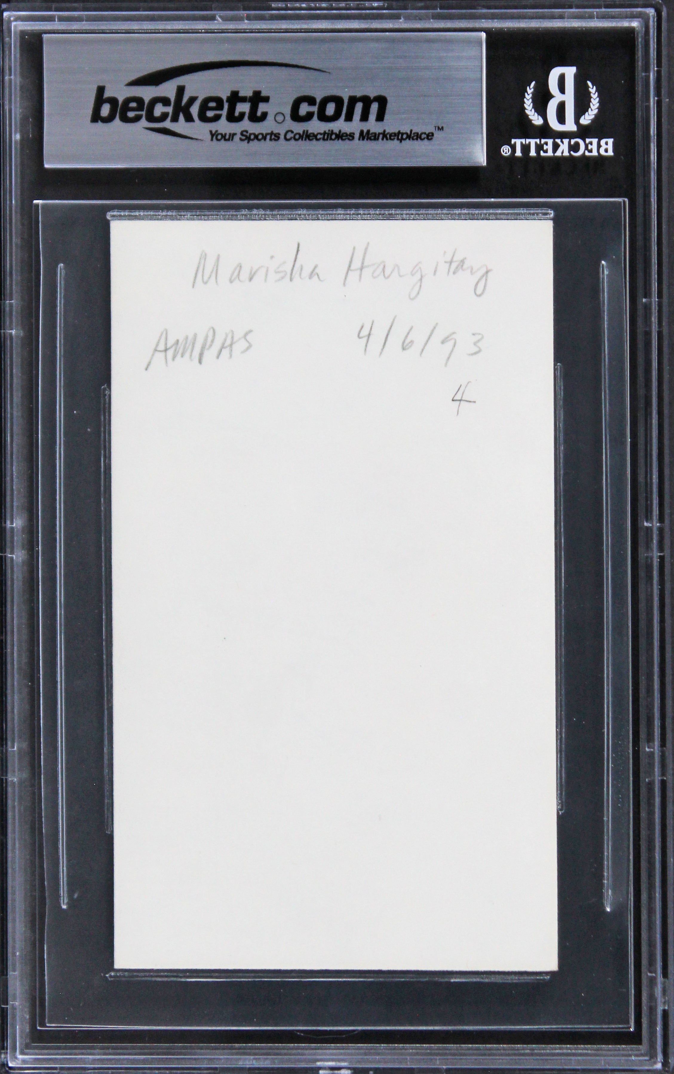 Mariska Hargitay Law & Order SVU Authentic Signed 3x5 Index Card BAS Slabbed