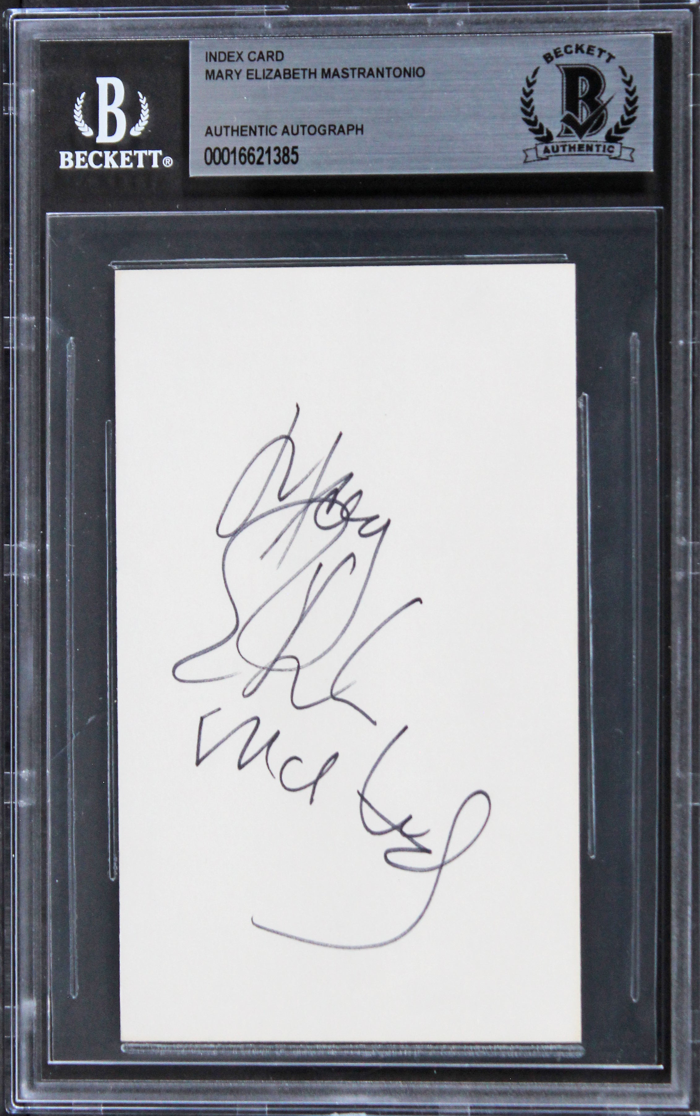 Mary Elizabeth Mastrantonio Robin Hood Signed 3x5 Index Card BAS Slabbed