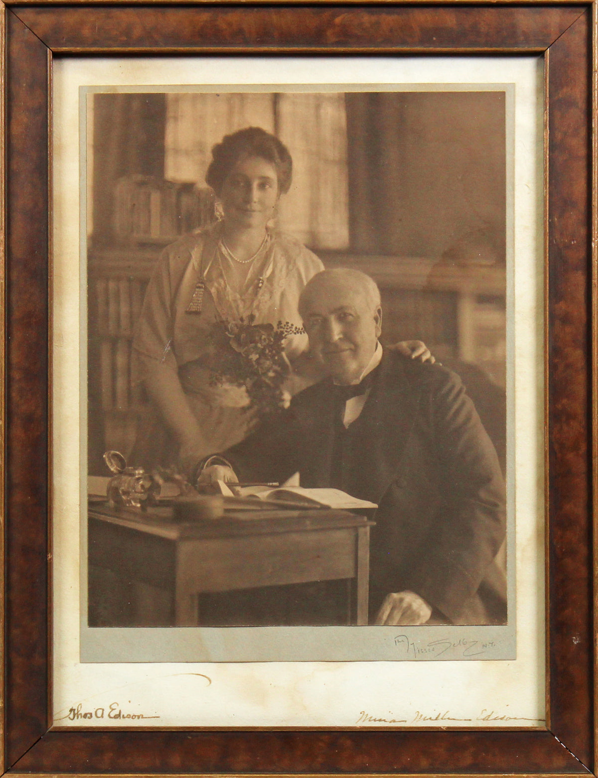 Thomas Edison & Mina Miller Edison Authentic Signed Framed Photo JSA #BB80654