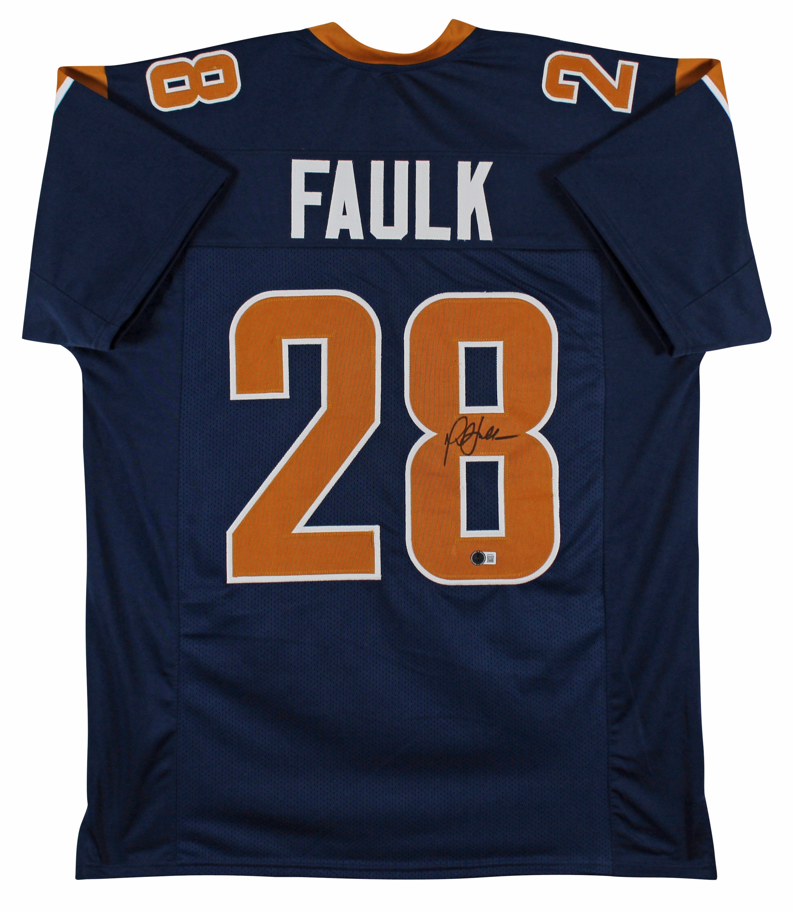Marshall Faulk Authentic Signed Navy Blue Pro Style Jersey BAS Witnessed 2