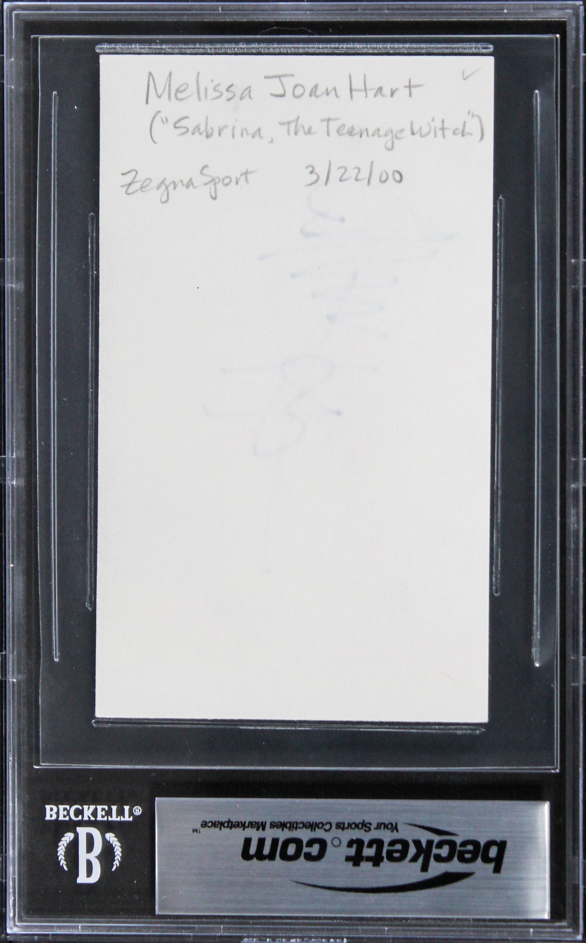 Melissa Joan Hart Sabrina The Teenage Witch Signed 3x5 Index Card BAS Slabbed