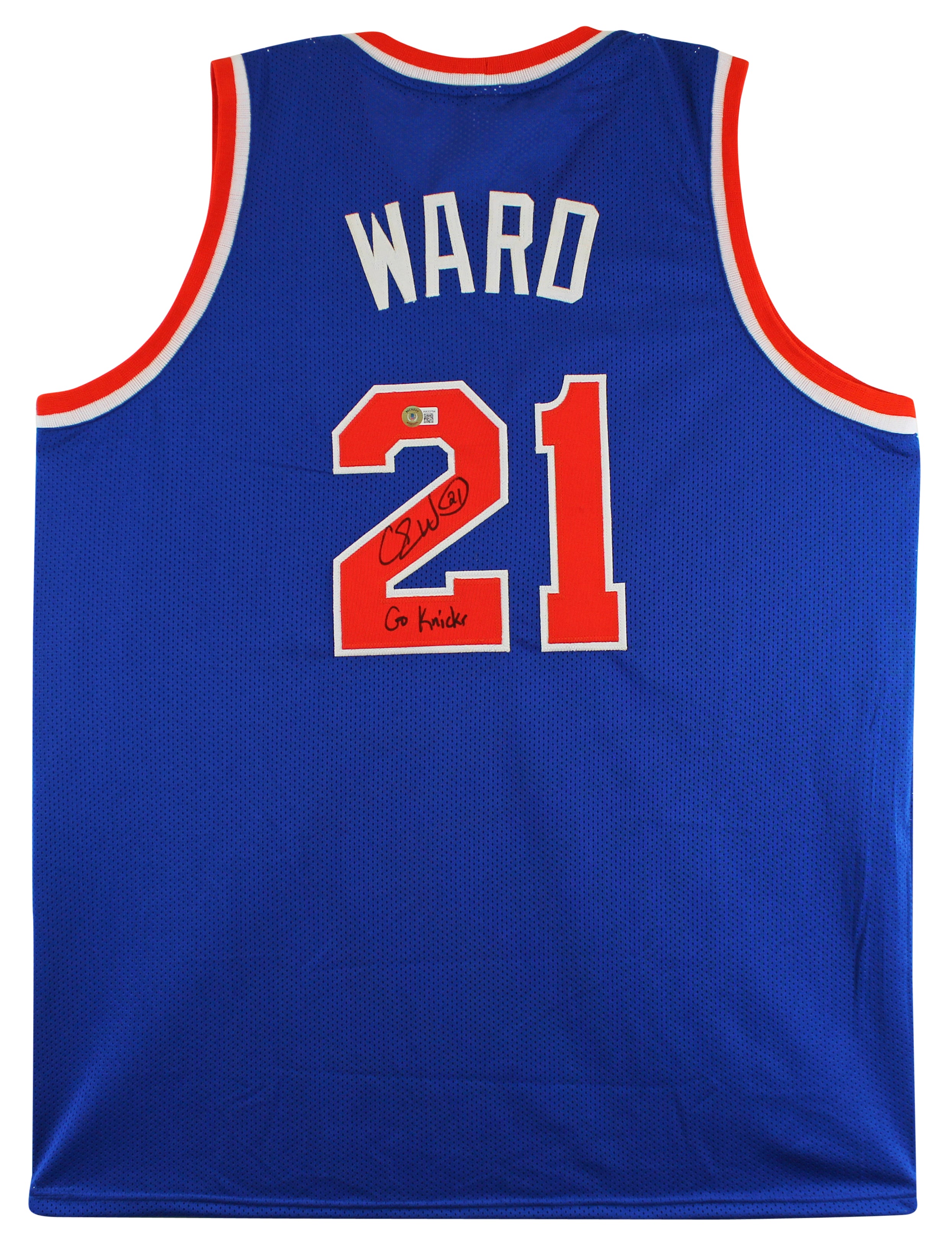 Charlie Ward "Go Knicks!" Authentic Signed Blue Pro Style Jersey Autographed BAS