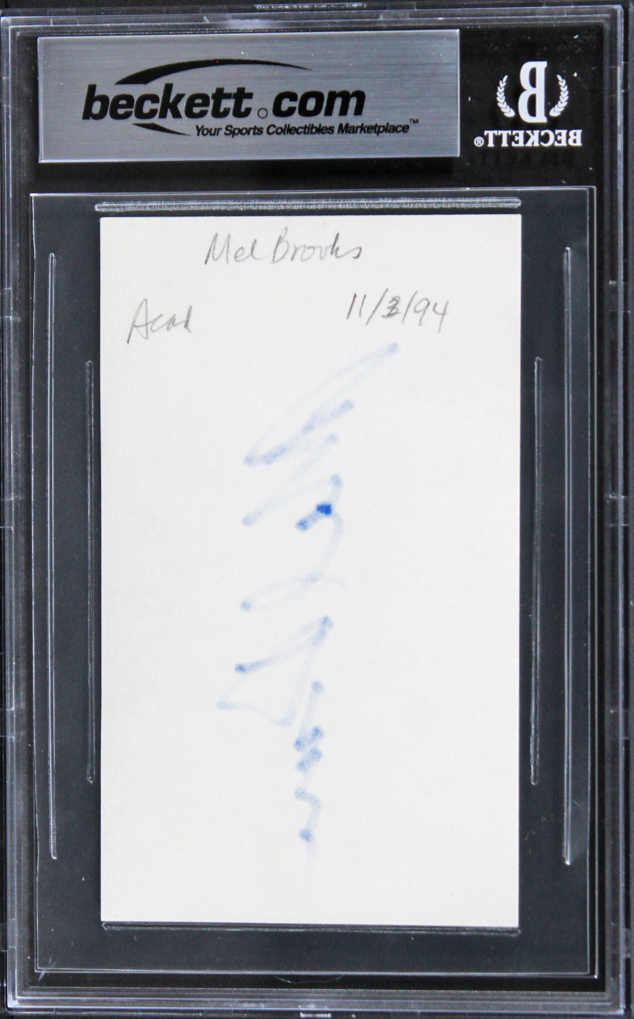 Mel Brooks Spaceballs Authentic Signed 3x5 Index Card Autographed BAS Slabbed